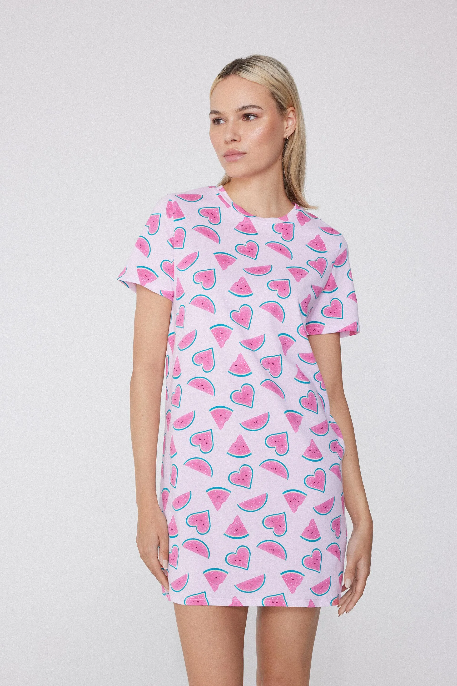 Camicia da Notte Mezza Manica Cotone Angurie