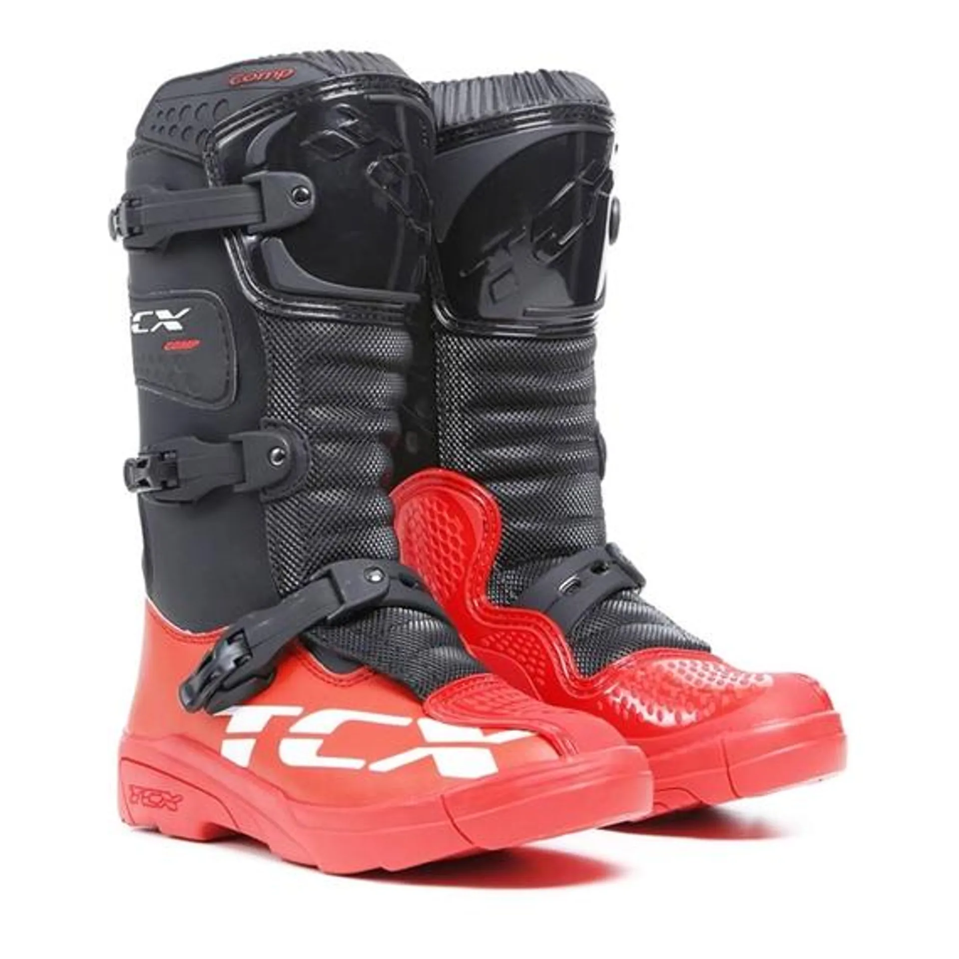 Stivali moto da bambino Comp Kid Nero/Rosso