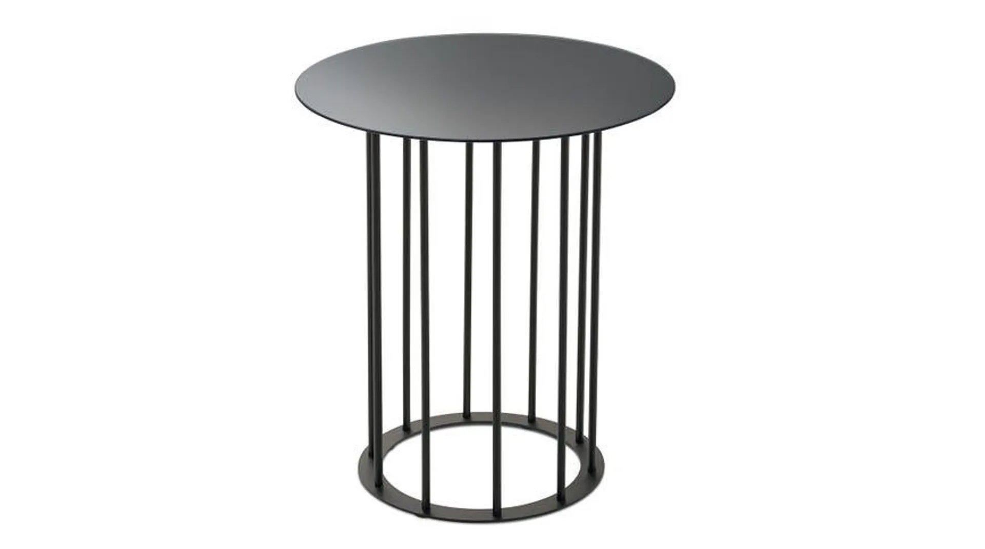 Chic tavolino rotondo Ø 45 metallo nero e piano grigio