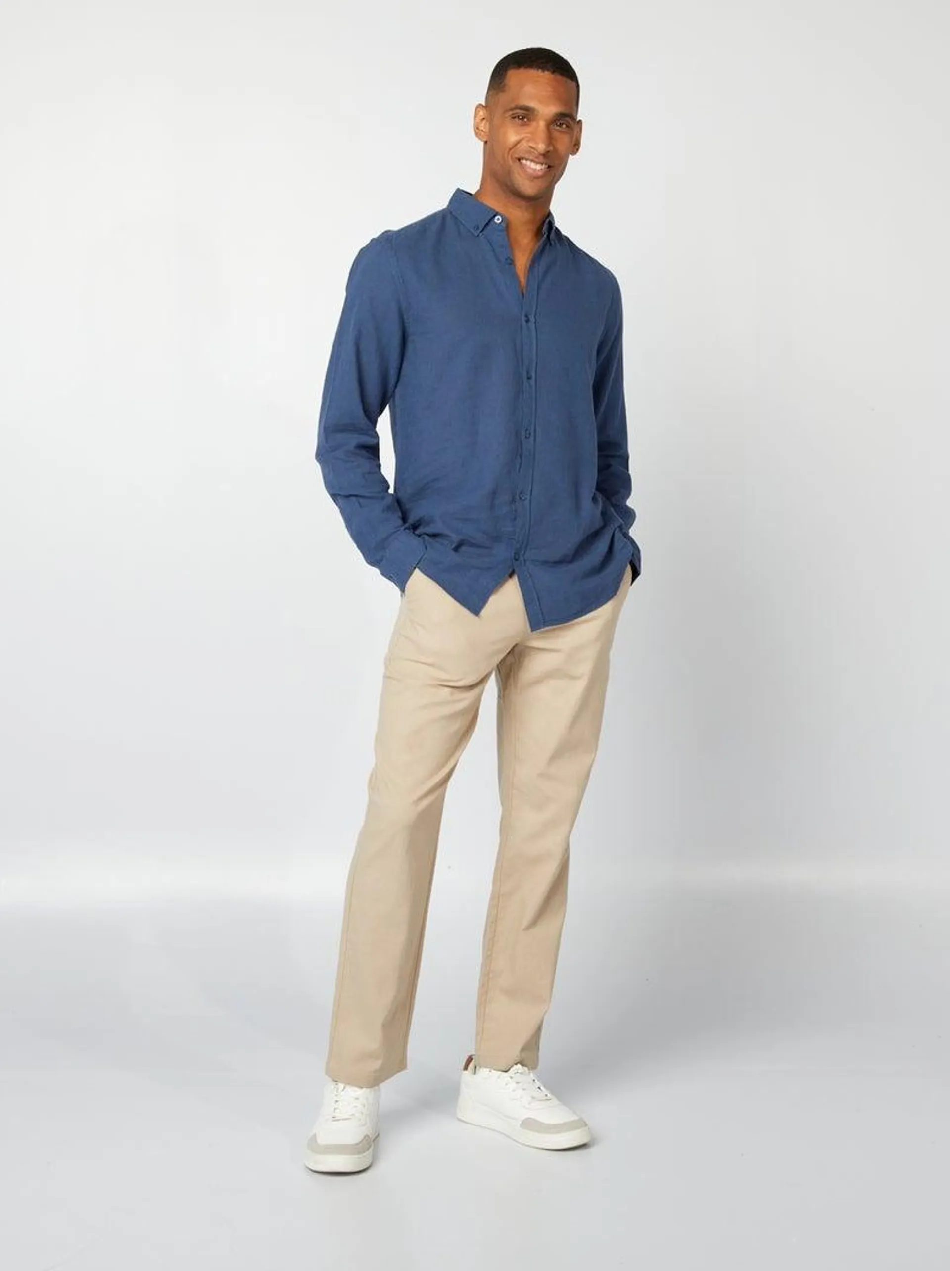 Pantaloni chino in misto lino - beige