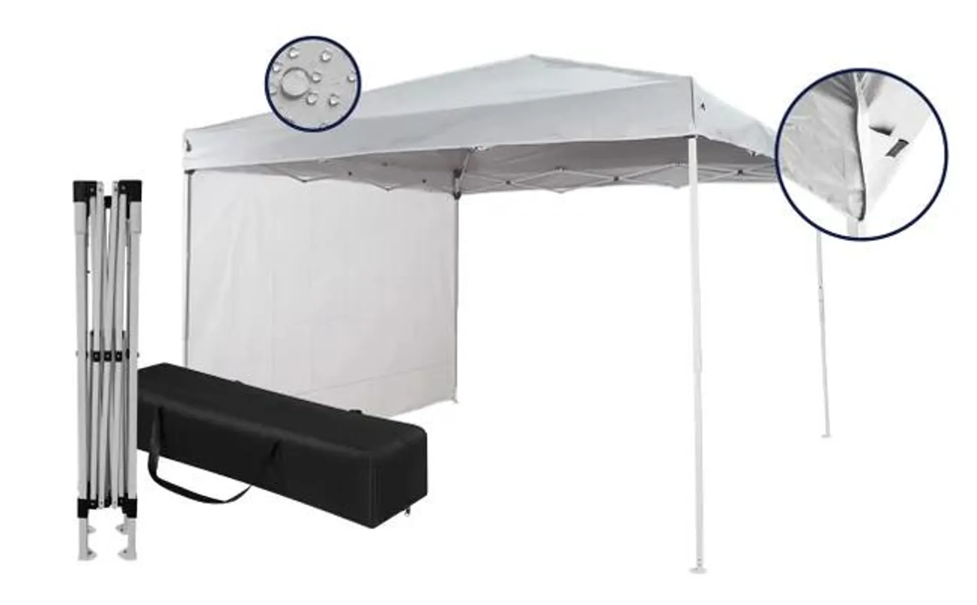 Gazebo 3x3 Pieghevole Impermeabile Con 1 Parete Laterale, Struttura Resistente, Richiudibile a Fisarmonica, Con Sacca Per il Trasporto, Gazebo Pop-up