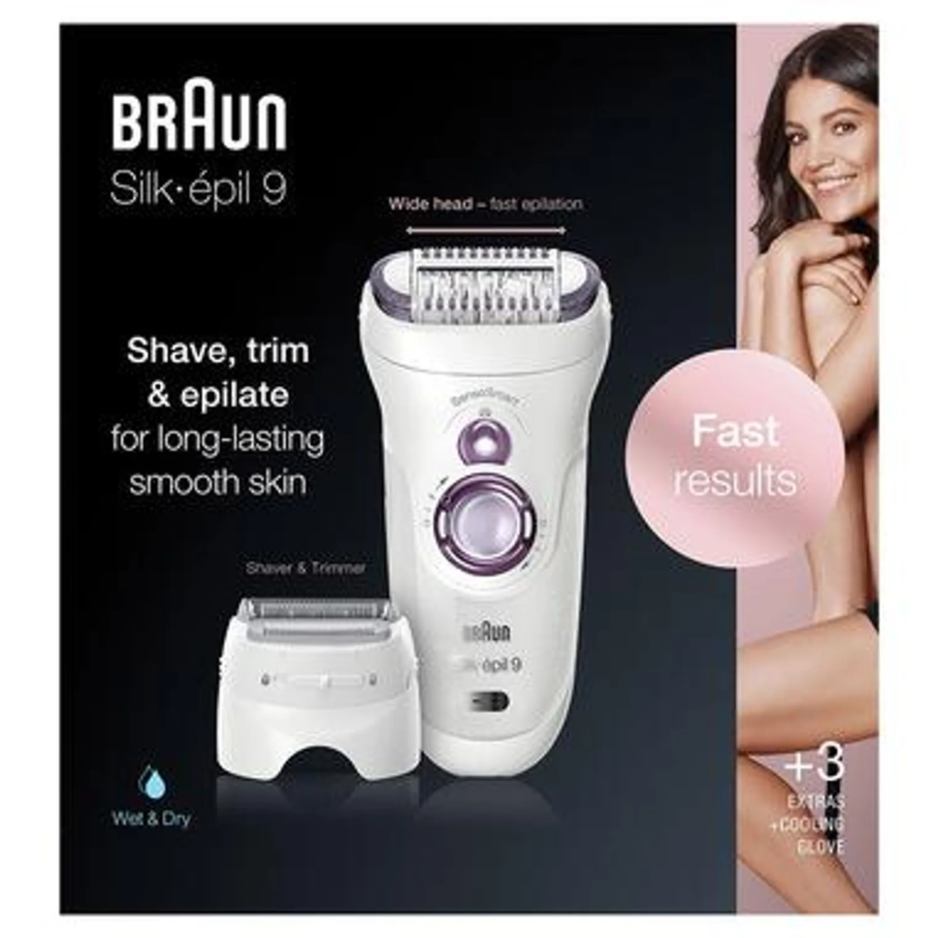 Braun Silk-épil 9 9-710, Epilatore Elettrico Donna Bianco/Viola Per Una Rimozione Duratura Dei Peli