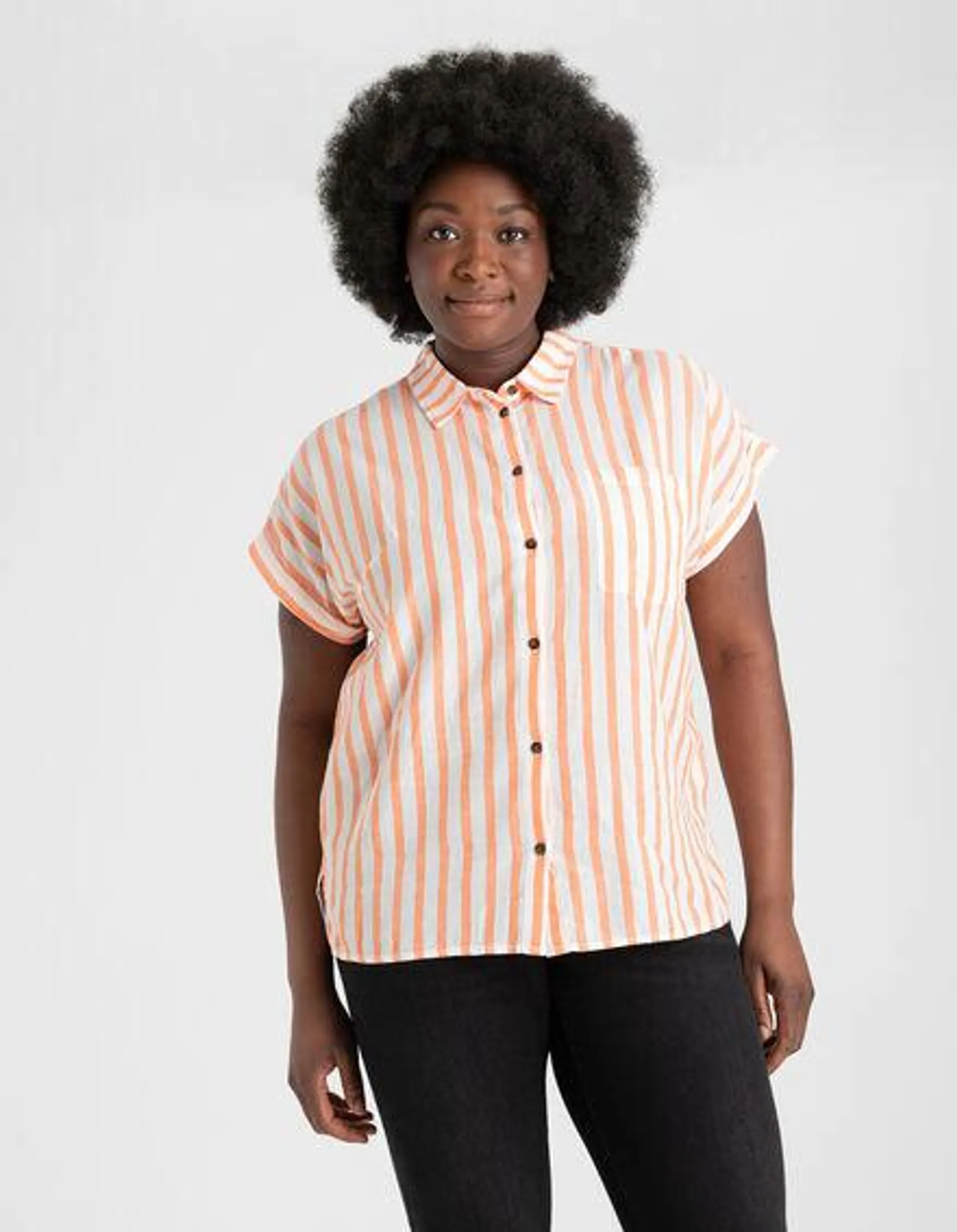 Camicia blusata - Maniche con risvolti fissi