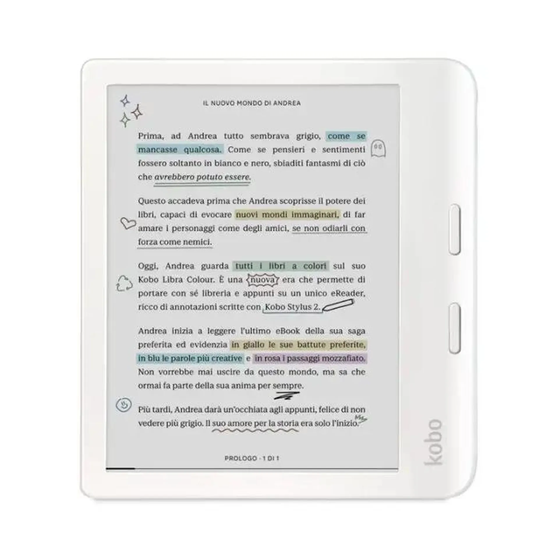 Rakuten kobo libra colour lettore e-book touch screen 32 gb wi-fi bianco