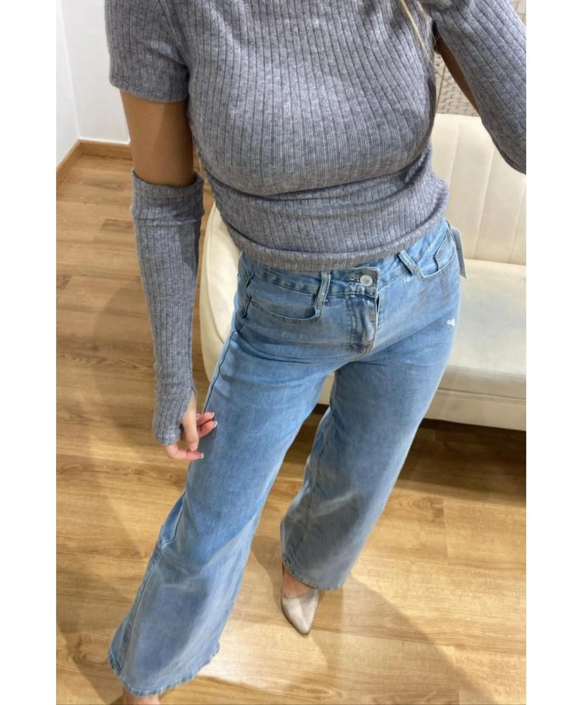 Jeans spalmato palazzo