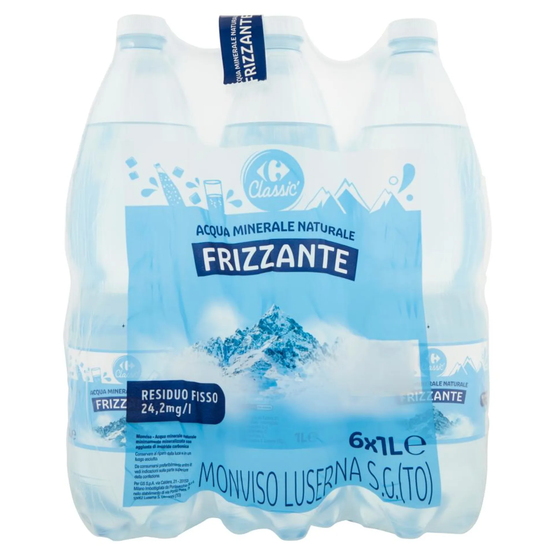 Carrefour Classic Frizzante Acqua Minerale Naturale Monviso 6 x 1 L