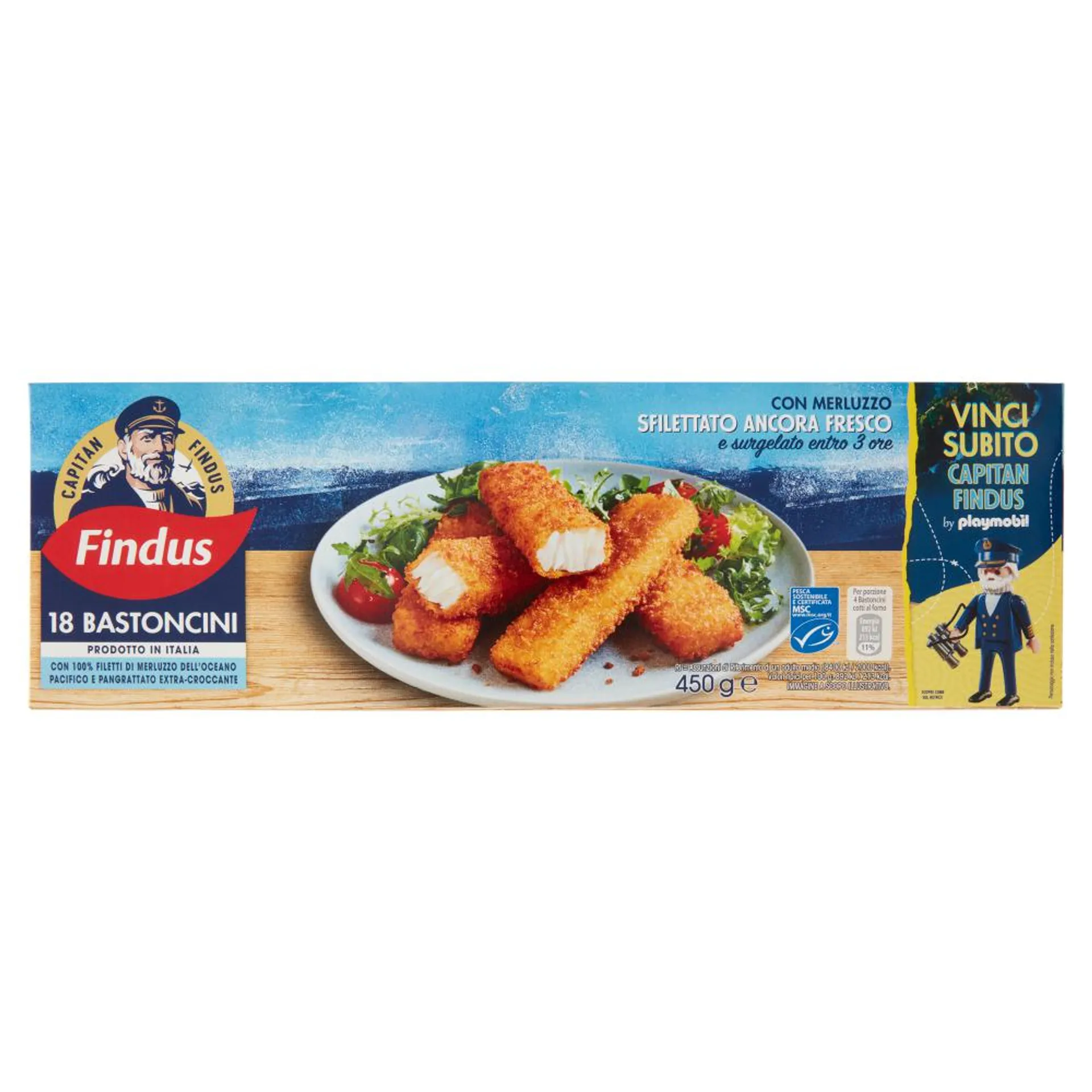 Capitan Findus 18 Bastoncini con 100% Filetti di Merluzzo 450 g