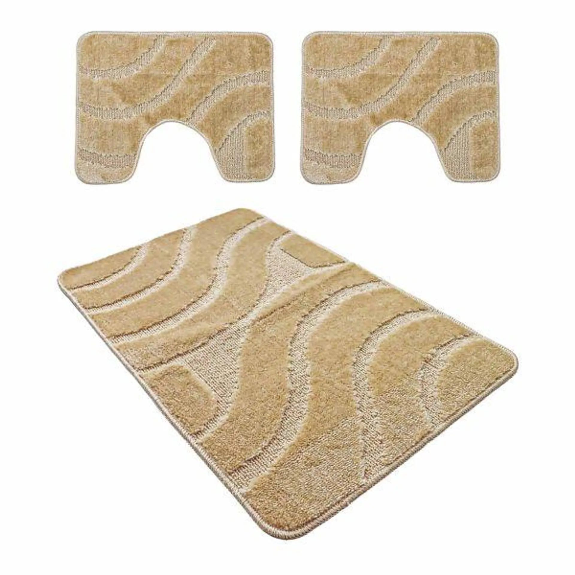 SET TAPPETI BAGNO 3PZ FERIDRAS PARURE BEIGE