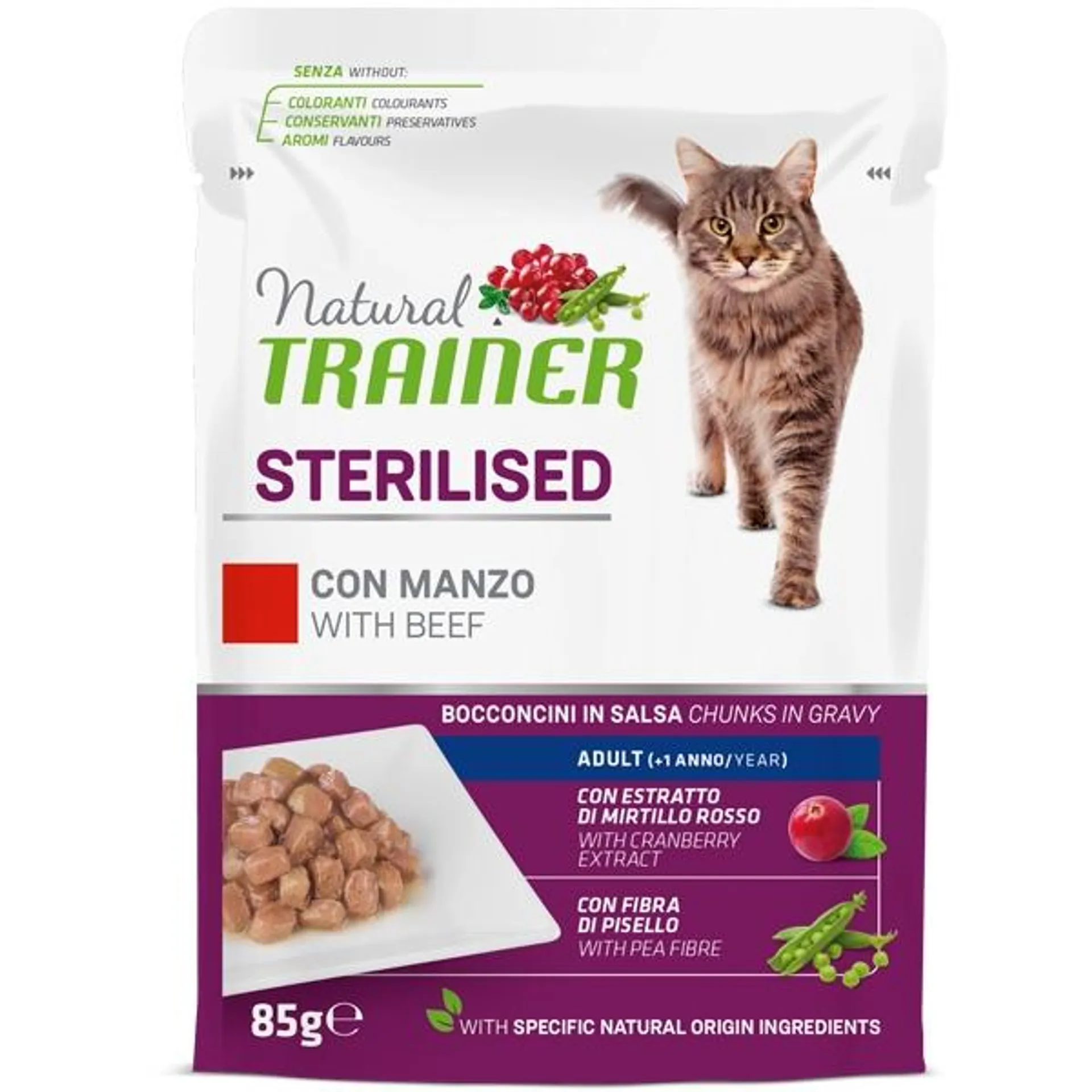 Trainer - Natural Sterilised Adult con Manzo Bocconcini in Salsa