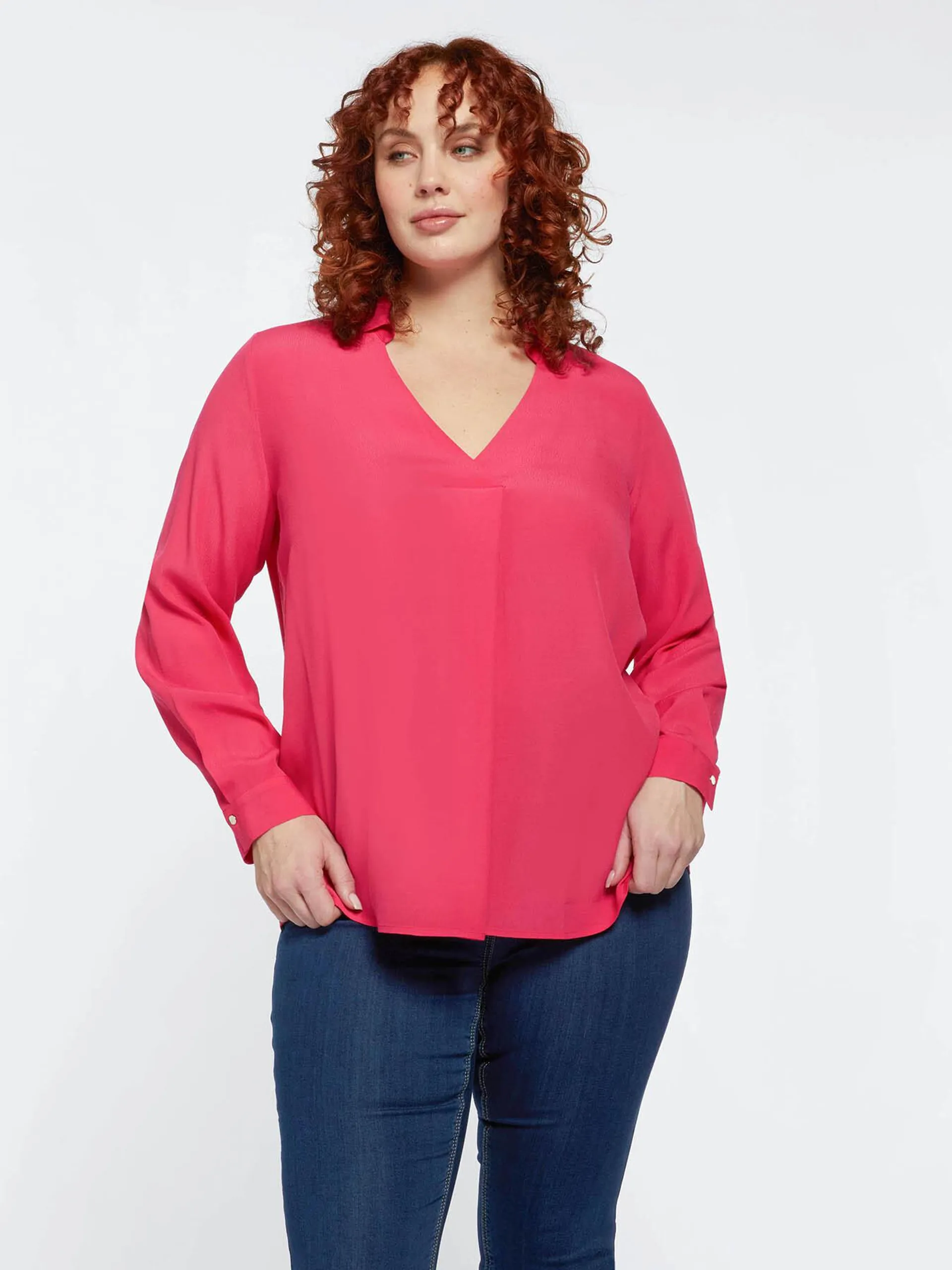 Blusa con piega in tessuto crêpe