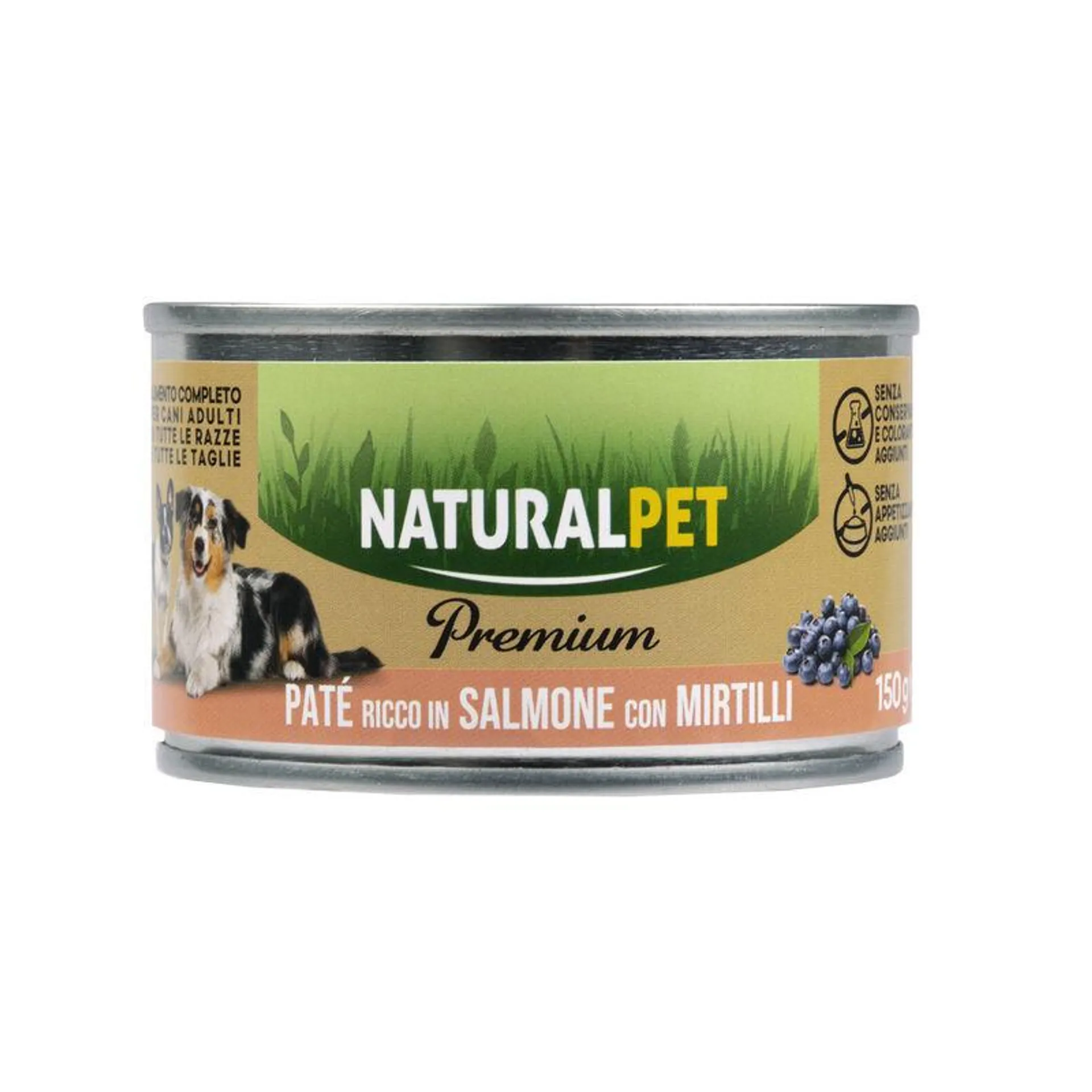 Naturalpet Premium Dog Adult Paté ricco in Salmone con mirtilli 150 gr