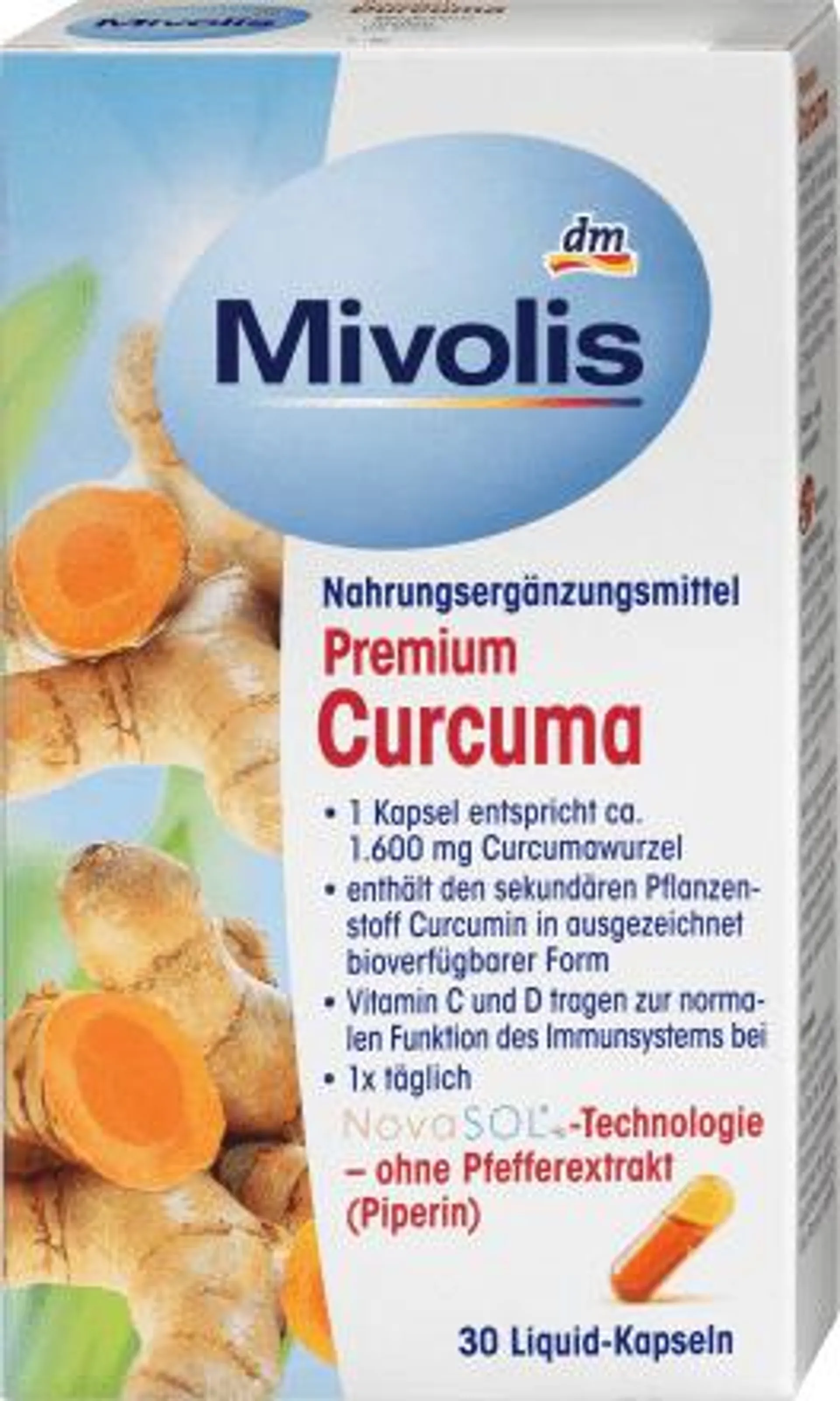 Integratore alimentare in capsule con vitamine e curcuma, 19 g
