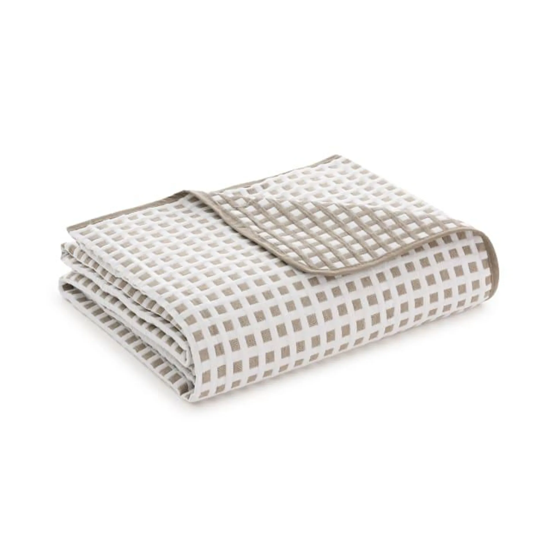 Copriletto in cotone jacquard plaid 235x270 cm perla