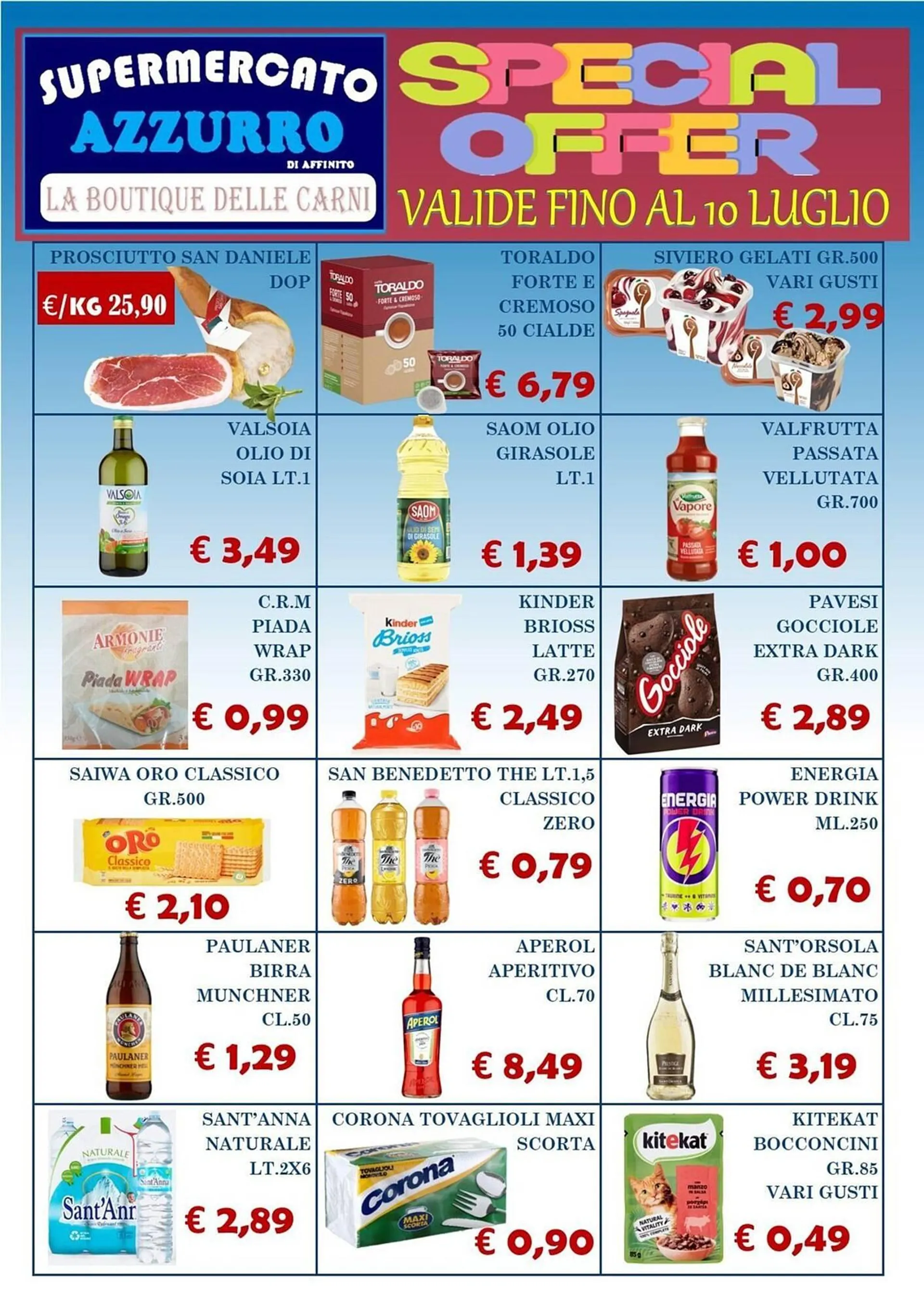 Volantino Supermercato Azzurro da 4 luglio a 10 luglio di 2025 - Pagina del volantino 1