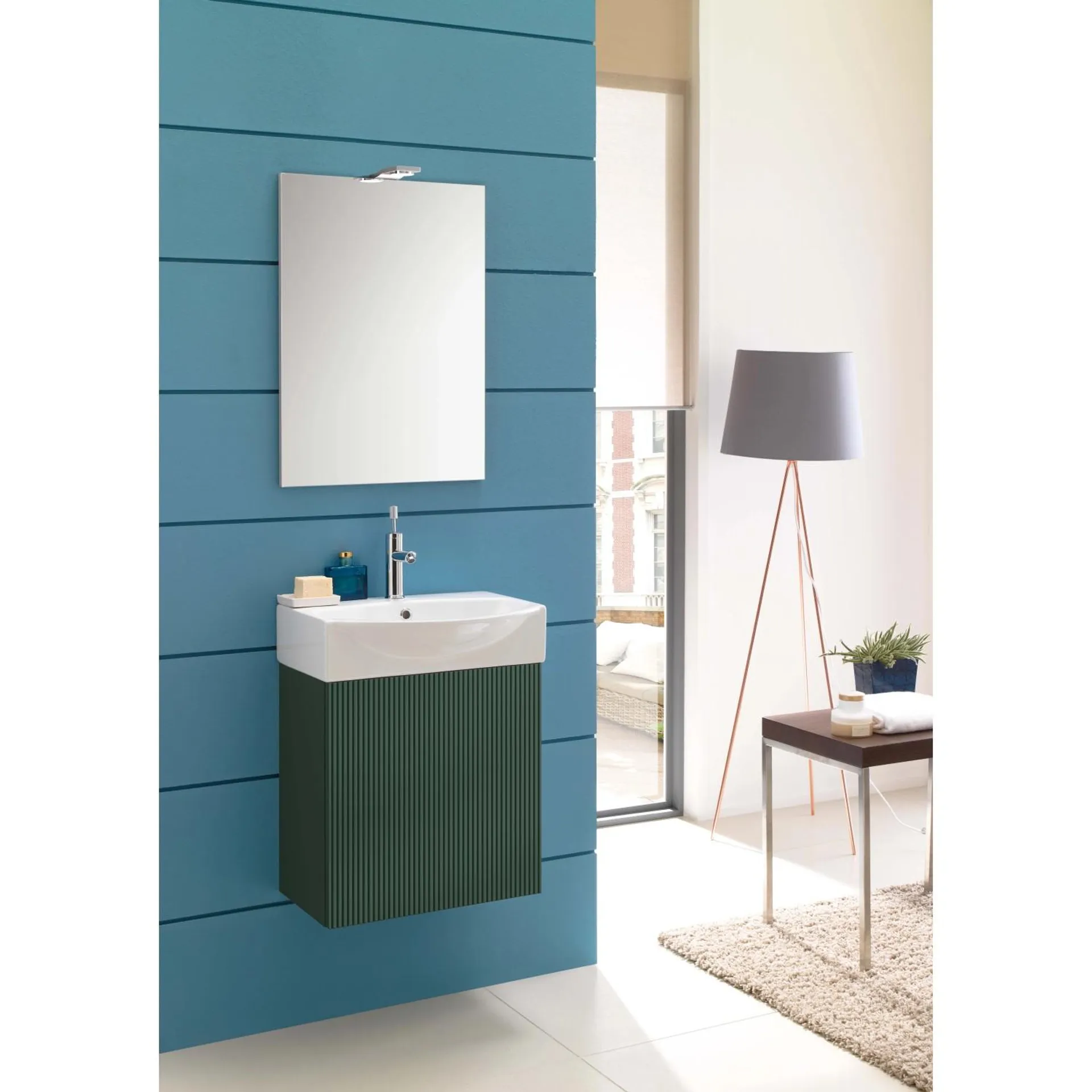 Mobile bagno Compobox mini 50 cm con anta dogata lacc. opaco nocciola