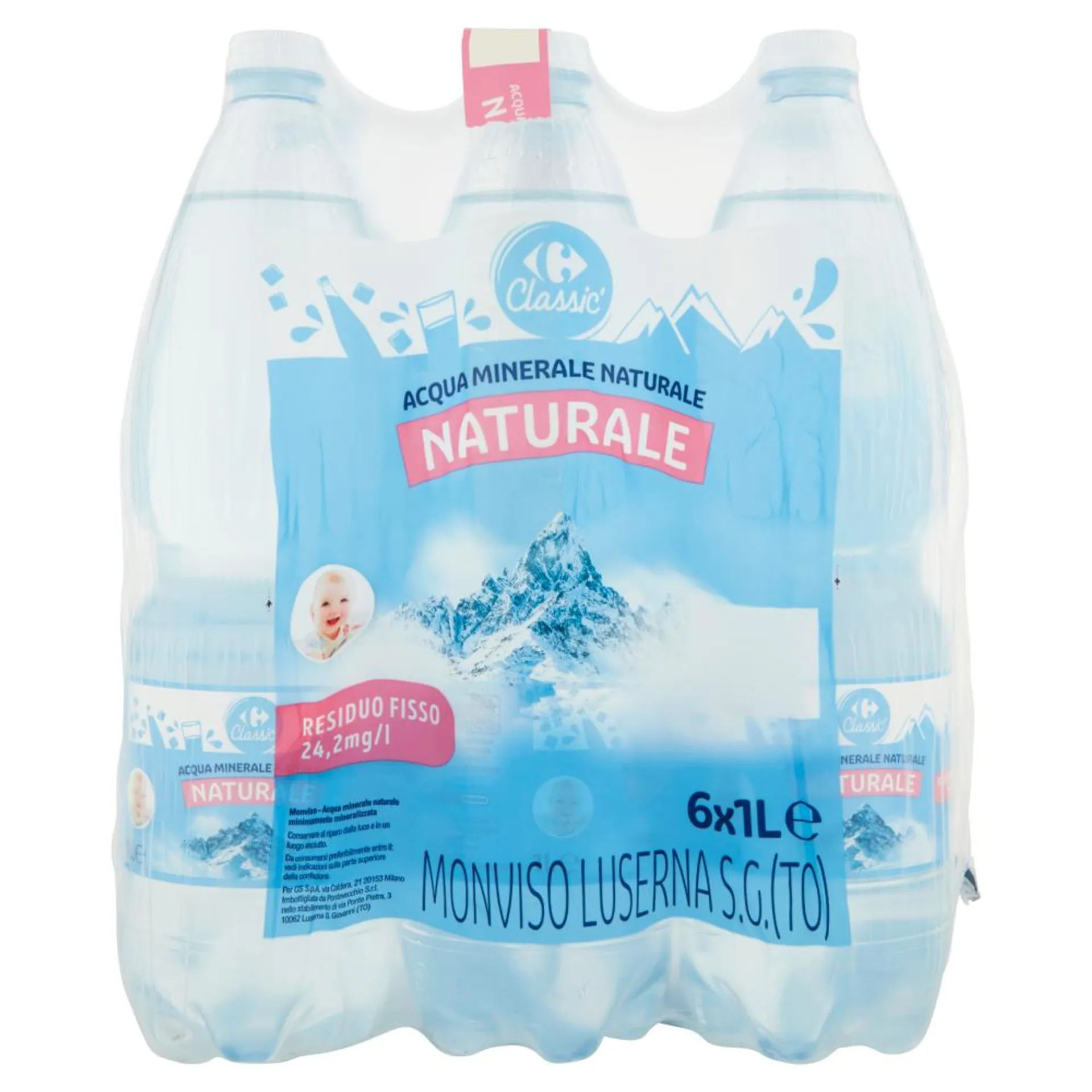 Carrefour Classic Naturale Acqua Minerale Naturale Monviso 6 x 1 L