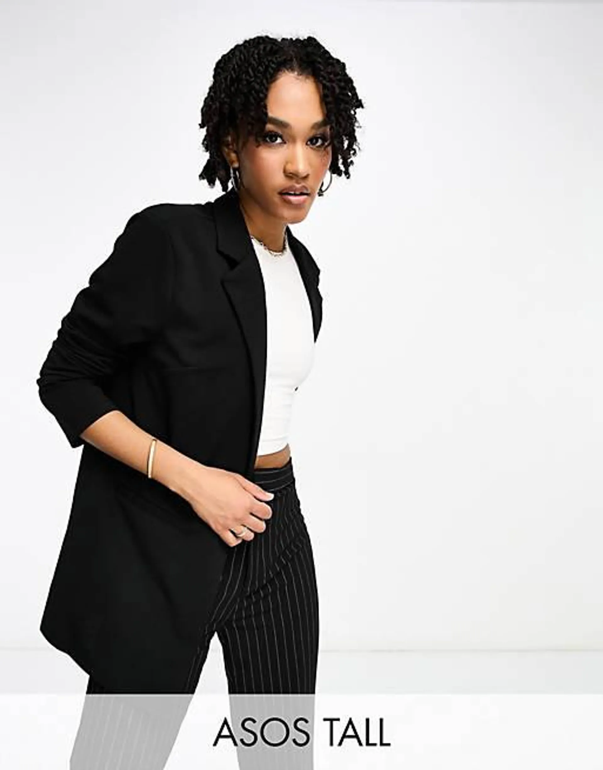 ASOS DESIGN Tall - Blazer da abito nero in jersey extra largo