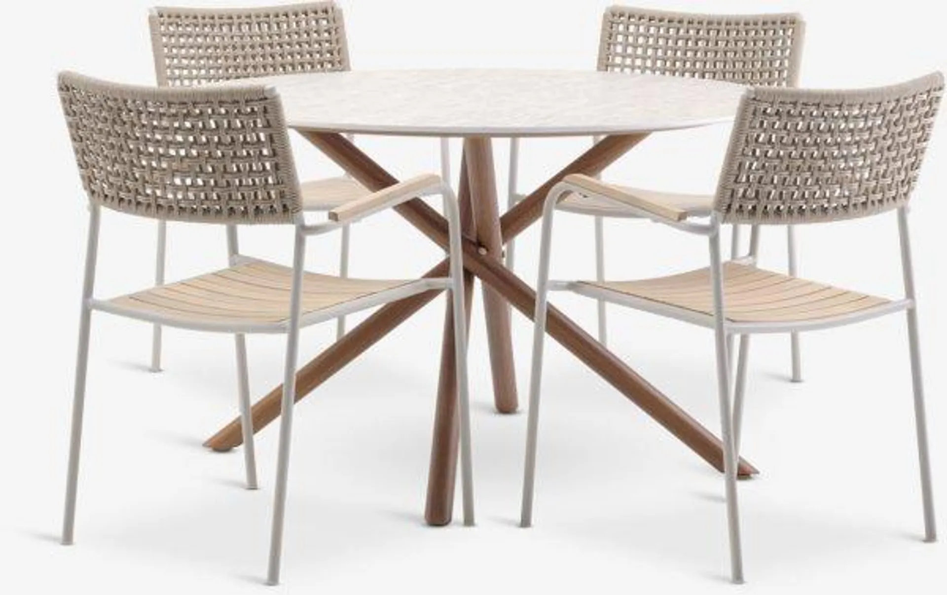SANDVIG Tavolo Ø120 cm + 4 AJSTRUP Sedie beige