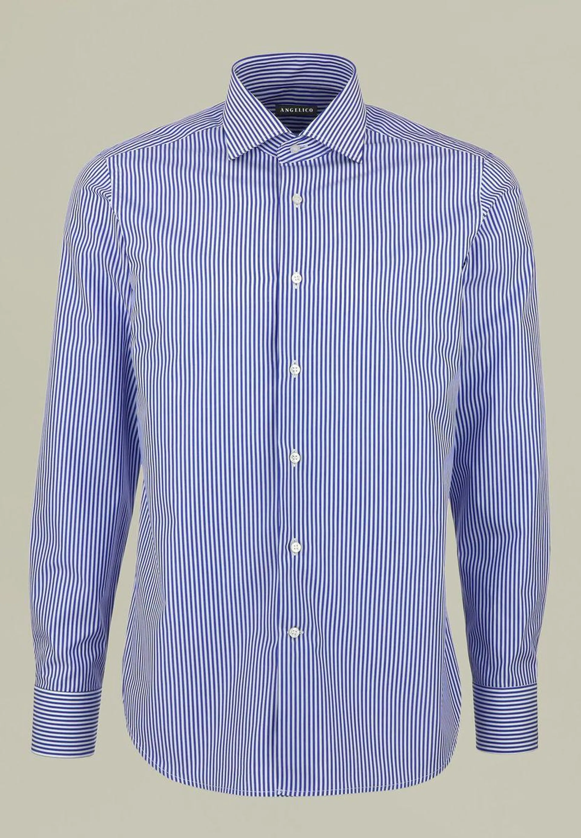 Camicia blu bianca rigata media Slim