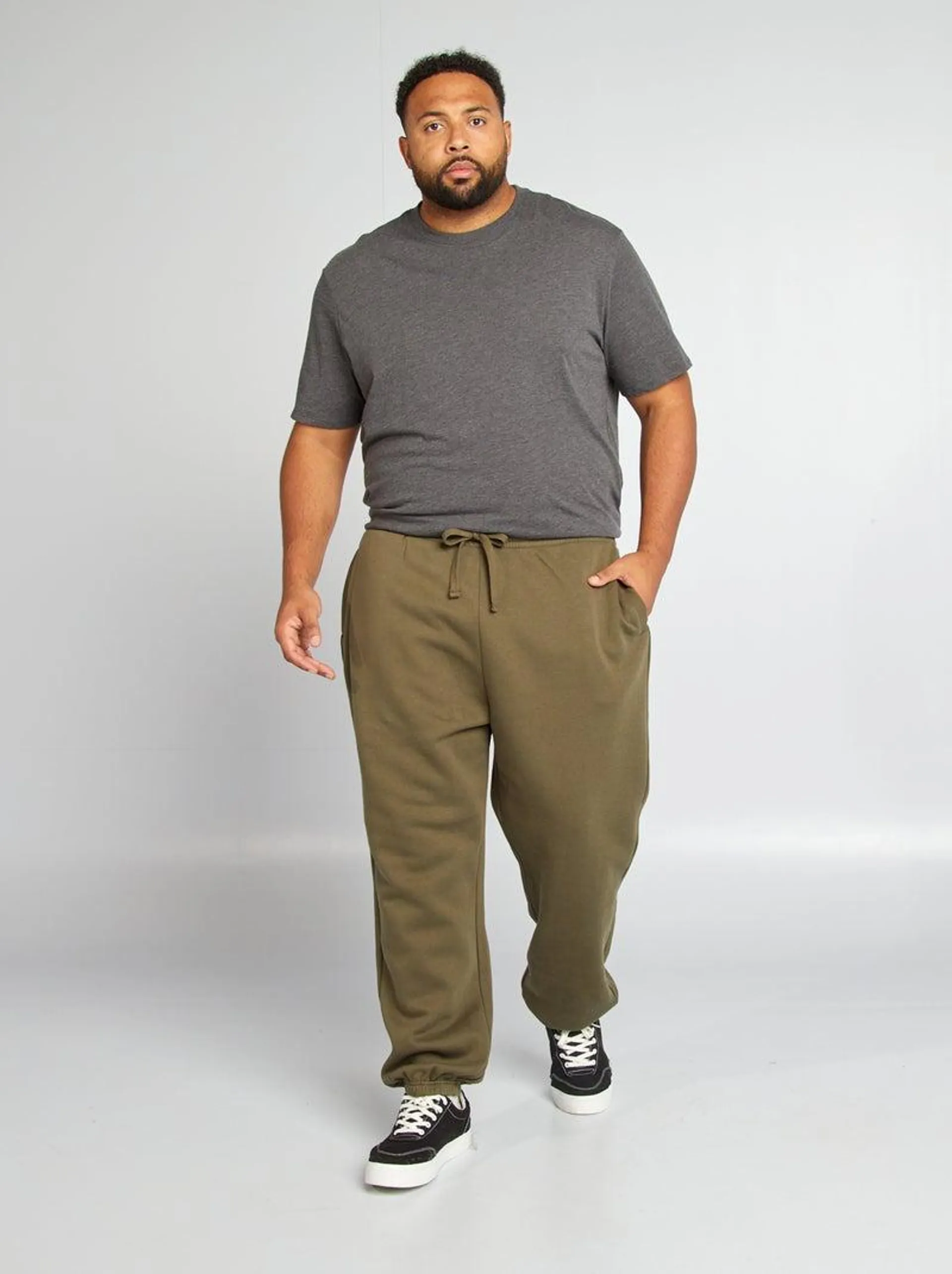 Pantaloni joggers in tessuto felpato - KAKI