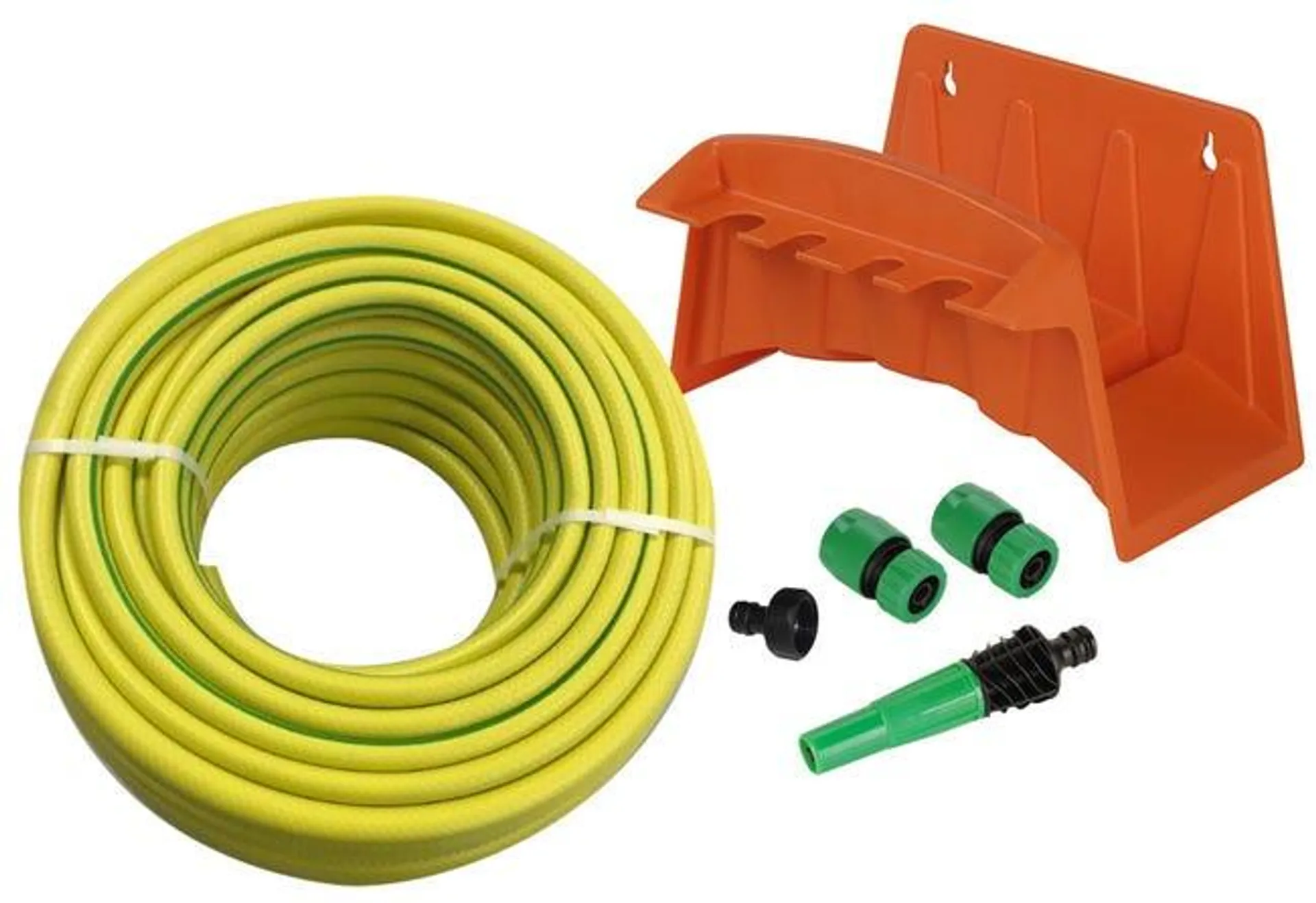 Kit Portatubo da Muro in Polipropilene con Tubo 25m e Accessori Agrati Arancione