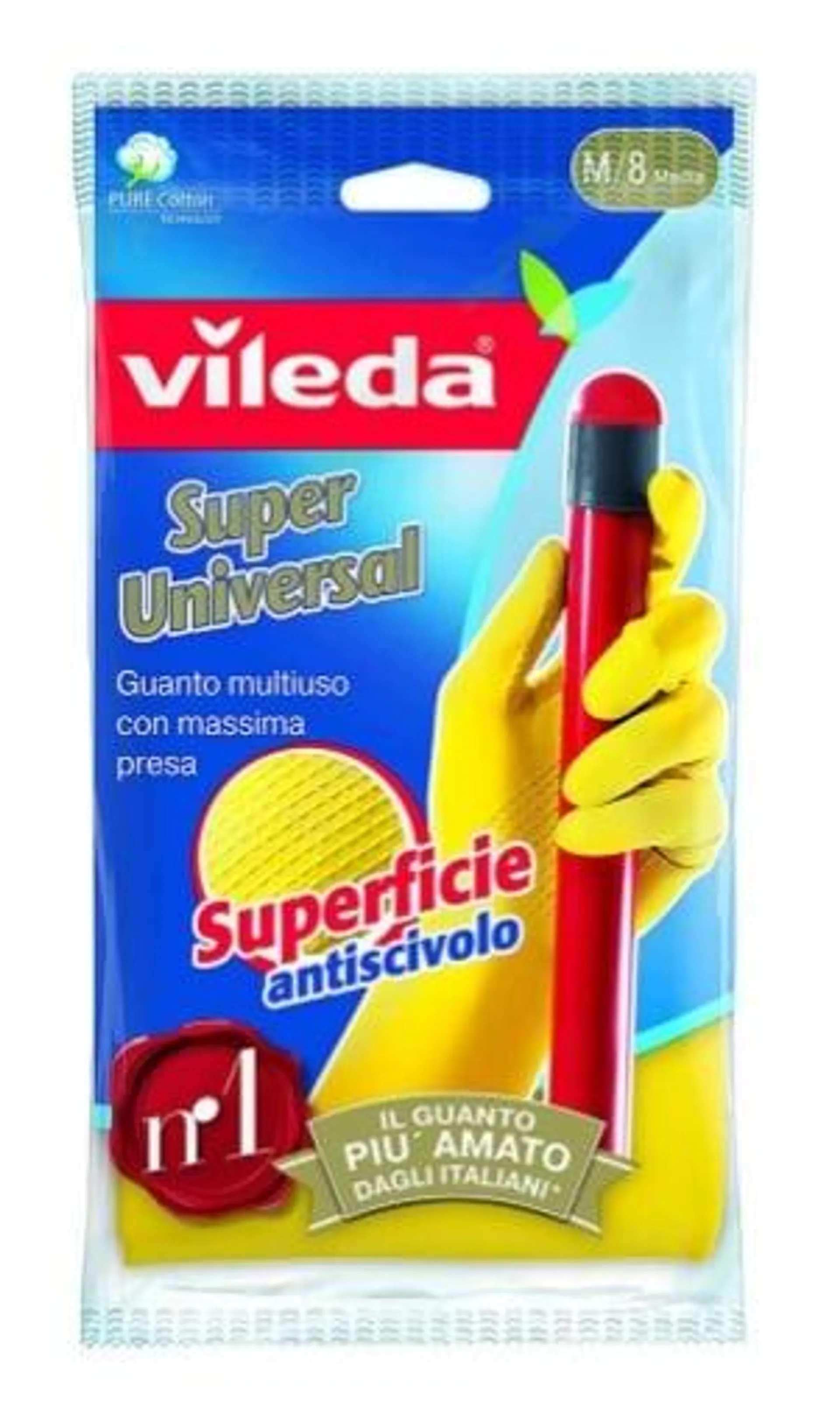 VILEDA GUANTI ANTISCIVOLO SUPER GRIP UNIVERSALI TAGLIA M/8