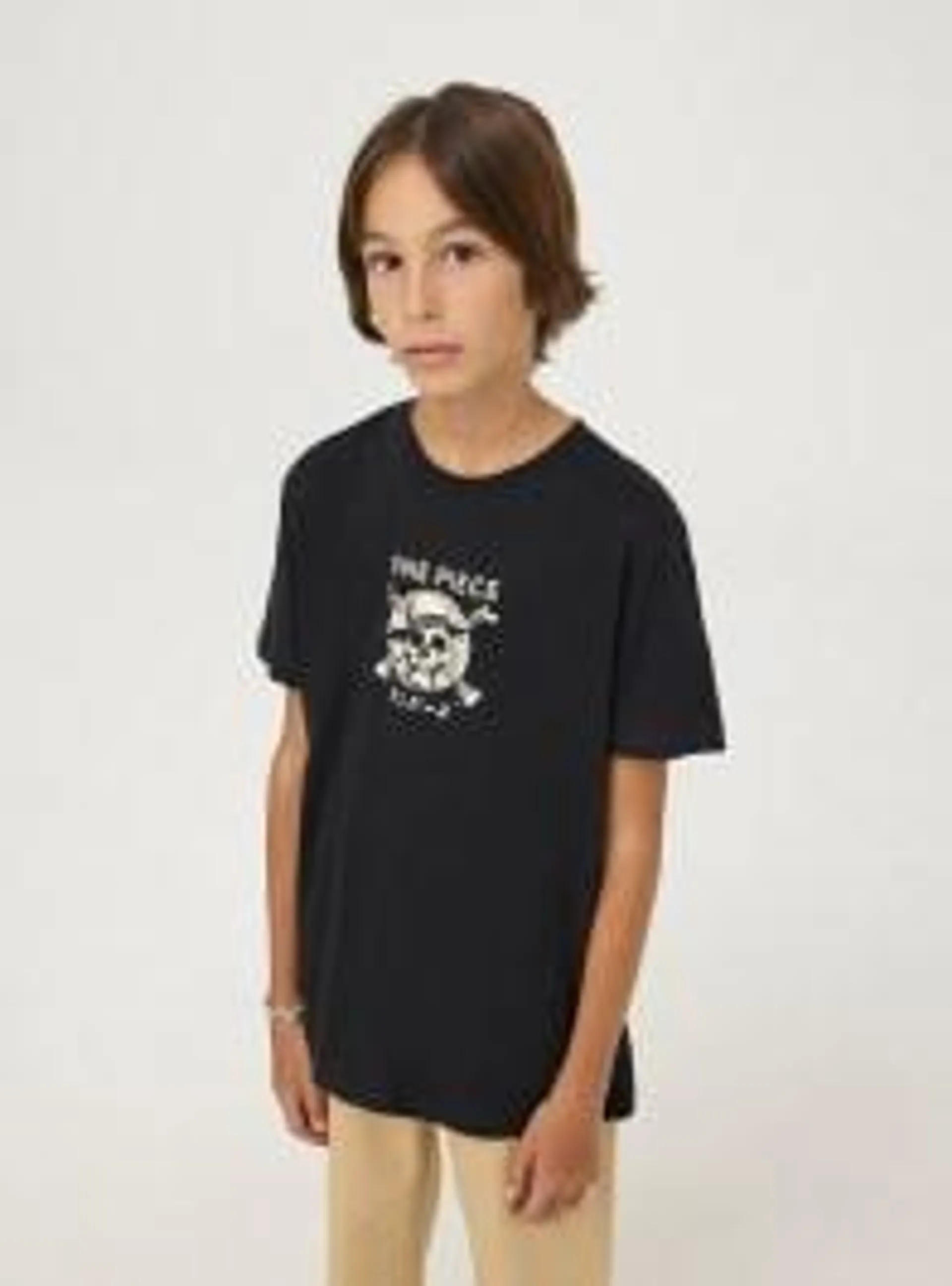 T-shirt con stampa One Piece® fronte/retro Nero