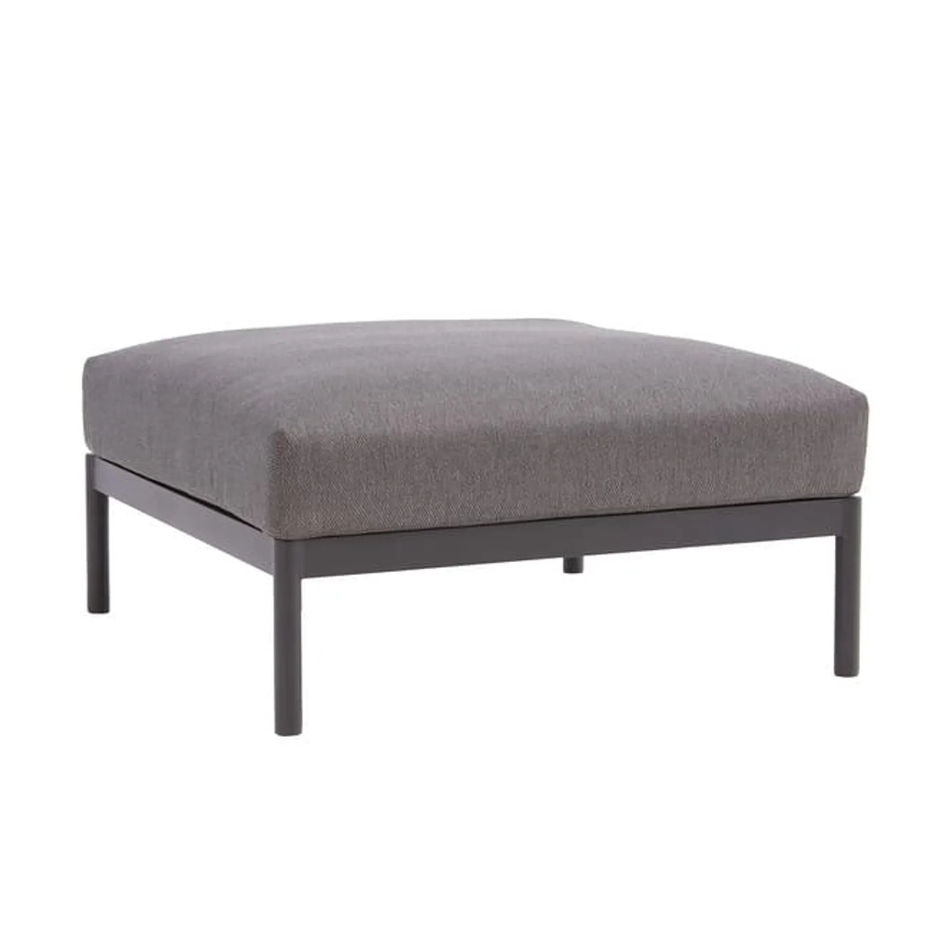 Pouf da giardino con cuscino nero Idunn NATERIAL, struttura in alluminio seduta in alluminio nero, L 82 x H 24 x P 82 cm