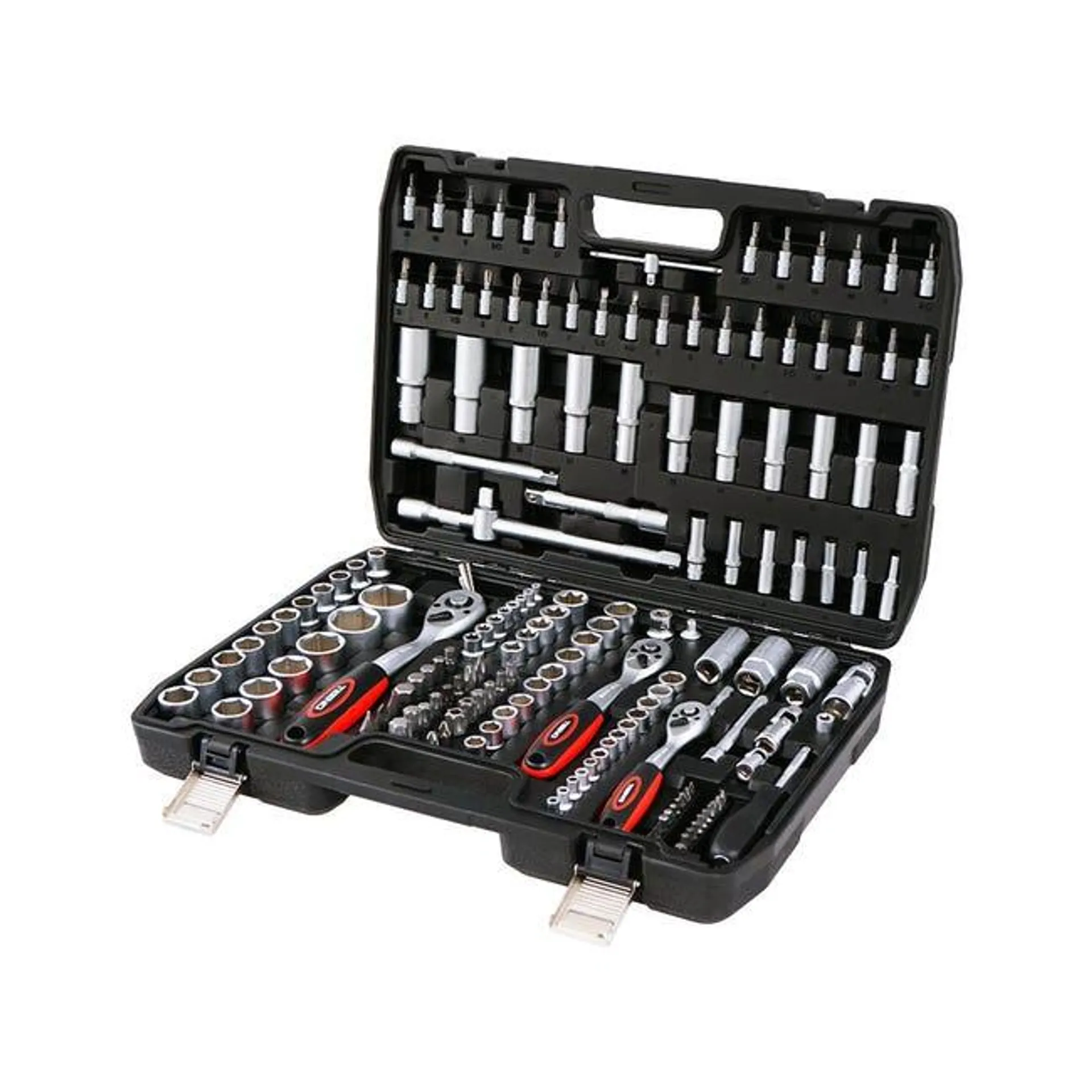 TEENO Set di chiavi a bussola per attrezzi da 1/2" e 1/4"e 3/8 Ratchet (72 denti) - Set cricchetti e bussole da 172pz,Cromo vanadio - Satinato opaco