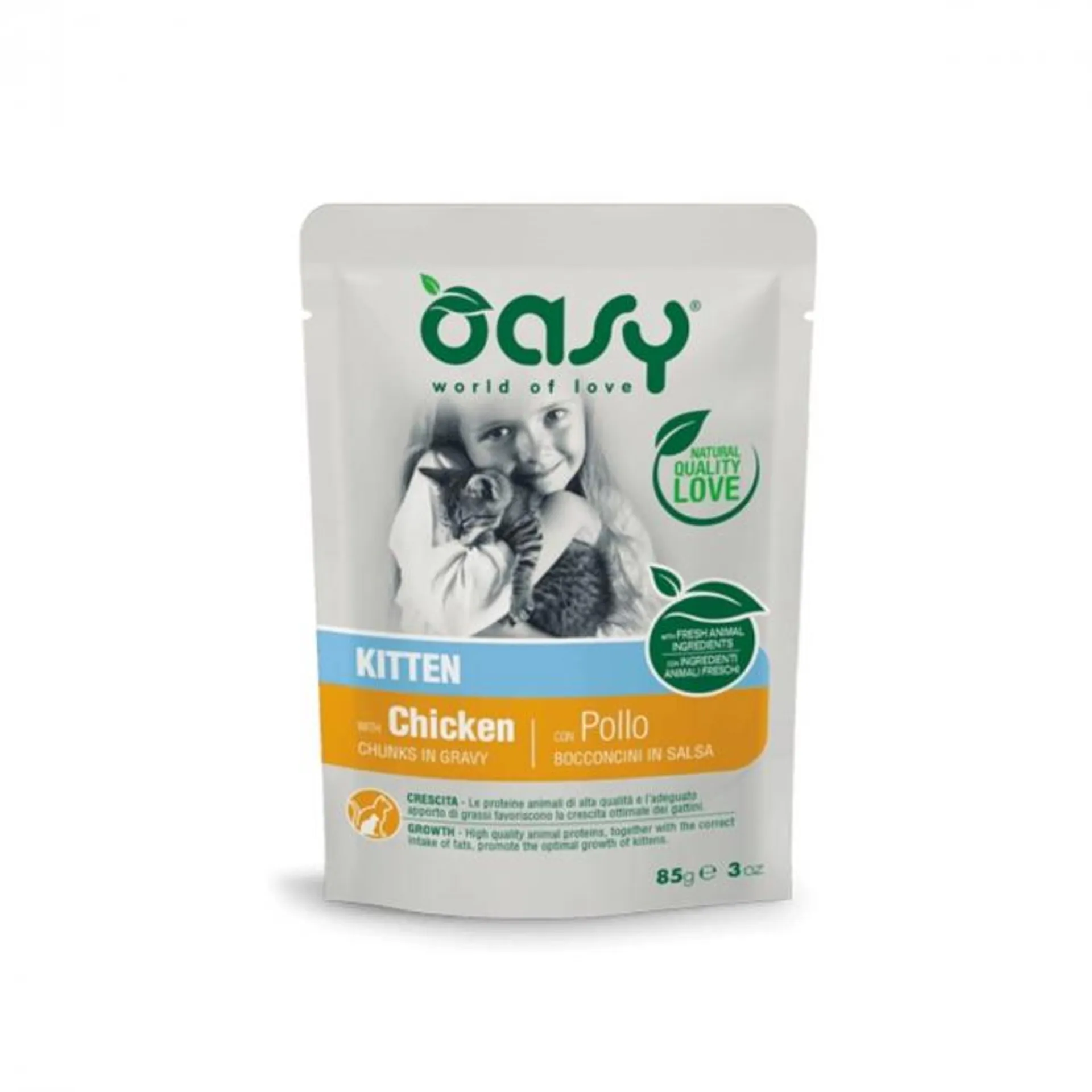 Oasy Cat Kitten bocconcini per gattini Pollo bustina 85g