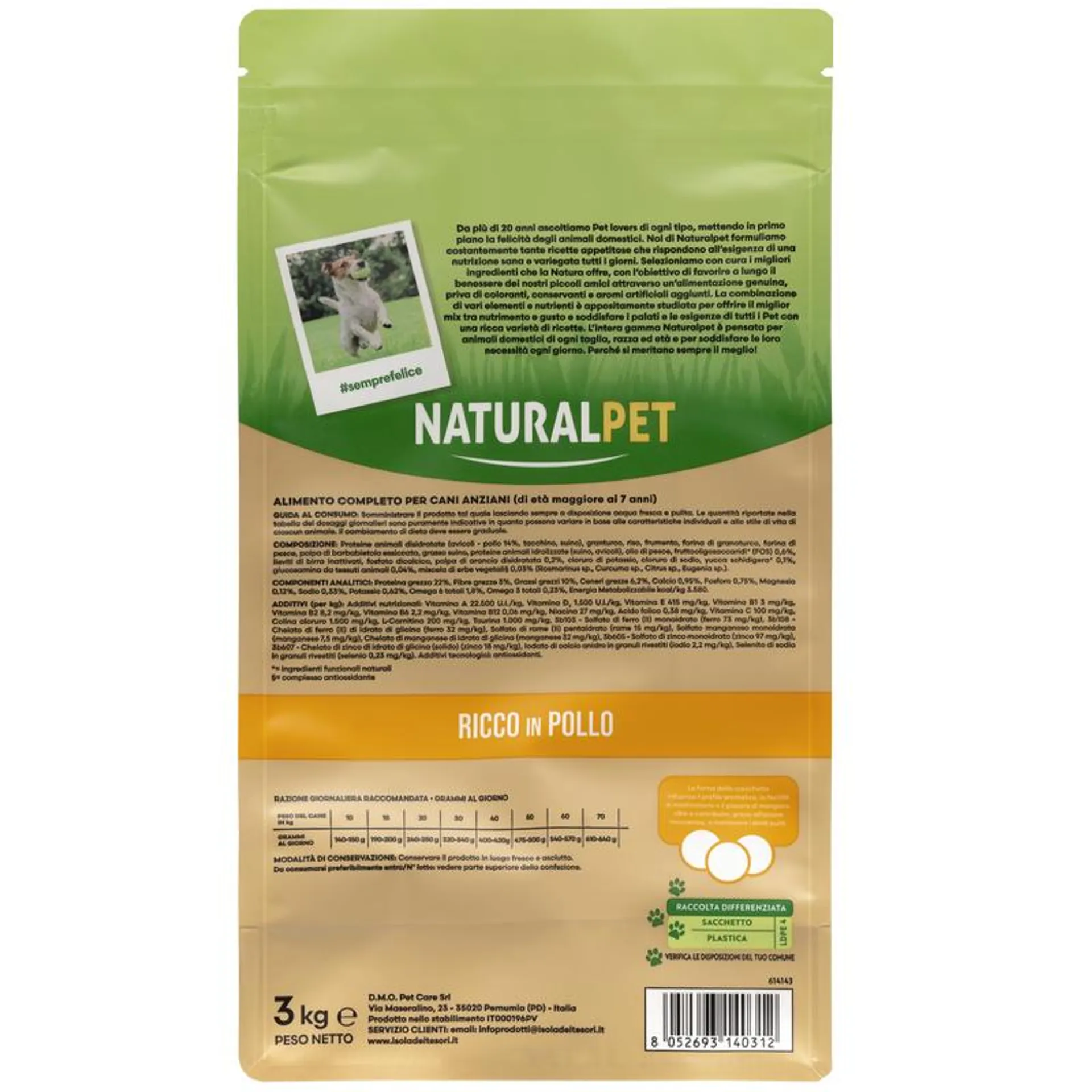 Naturalpet Premium Dog Adult Senior All breeds ricco in Pollo 3 kg