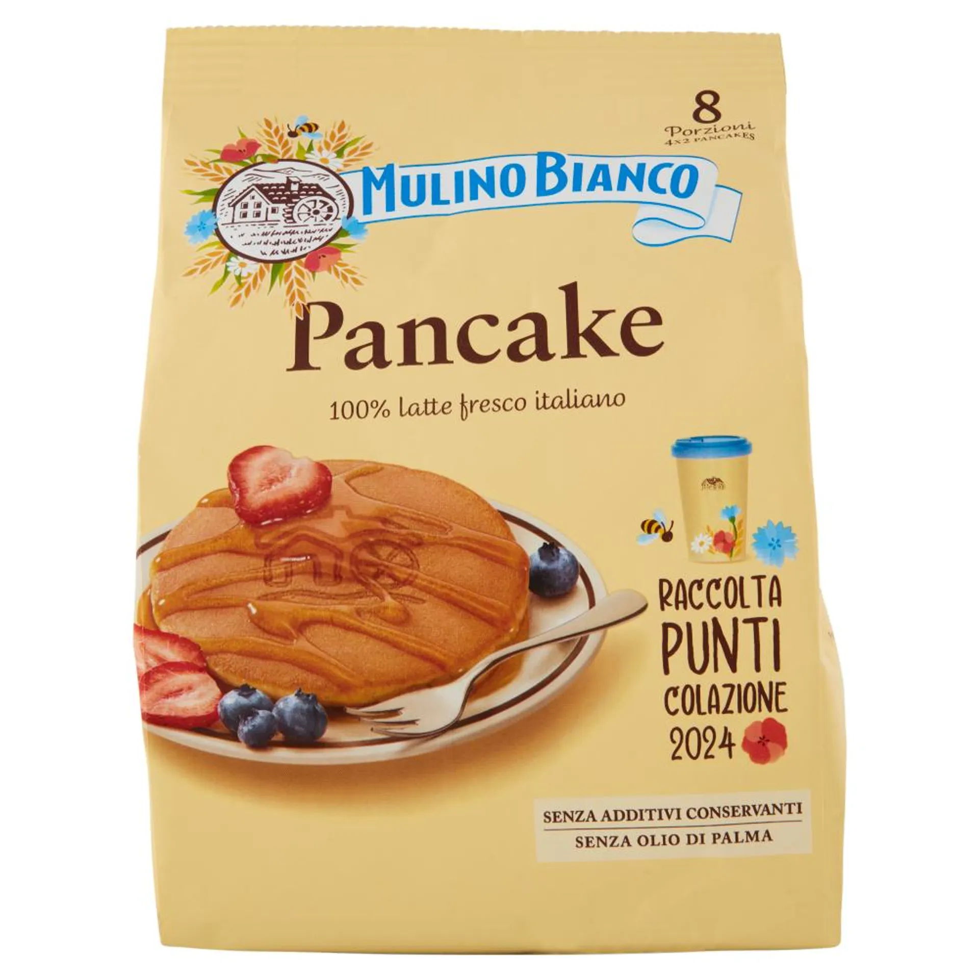 Mulino Bianco Pancake Merenda 100% Latte Fresco Italiano e Farina Sostenibile 4 pezzi 280g