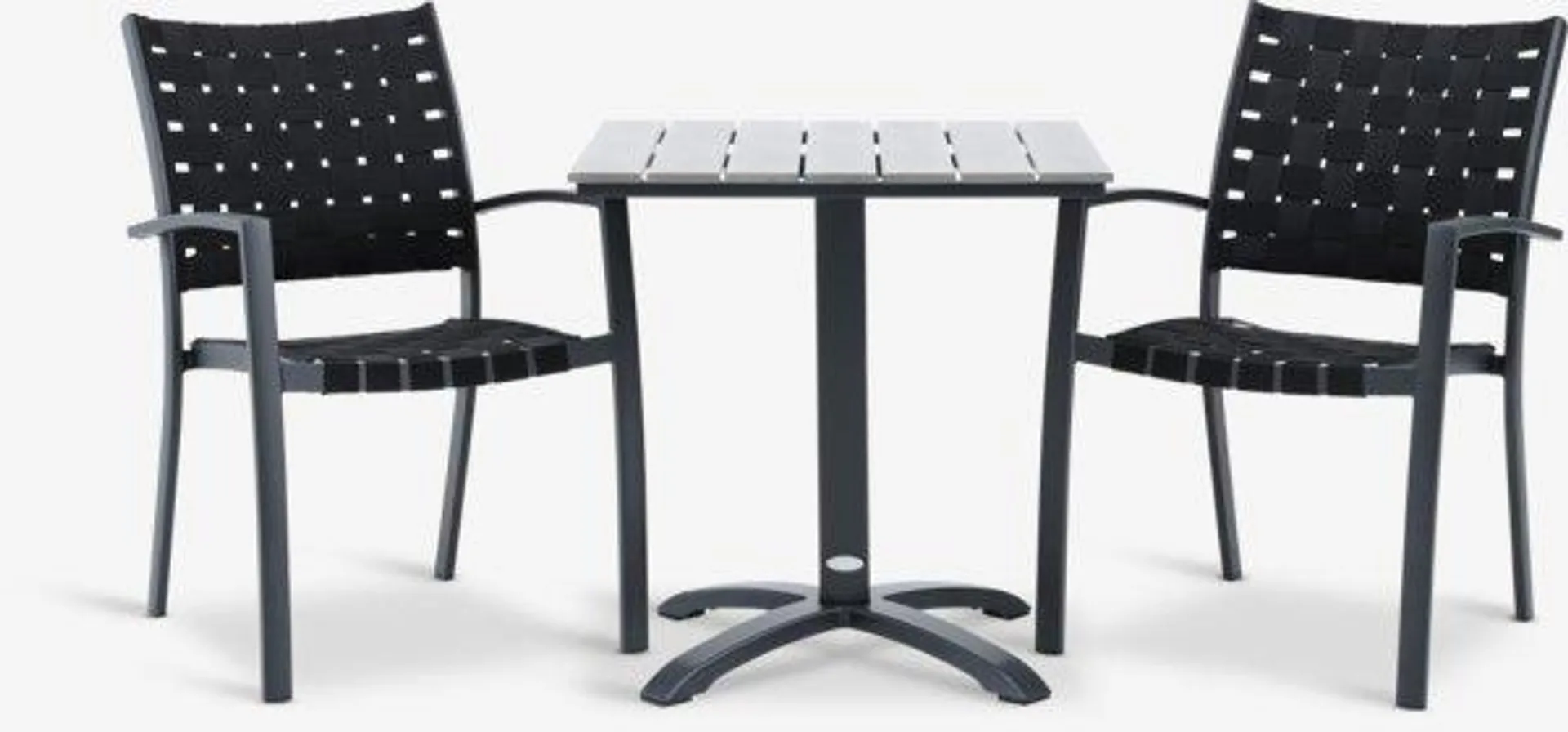 HOBRO Tavolo L70 cm grigio + 2 JEKSEN Sedie nero