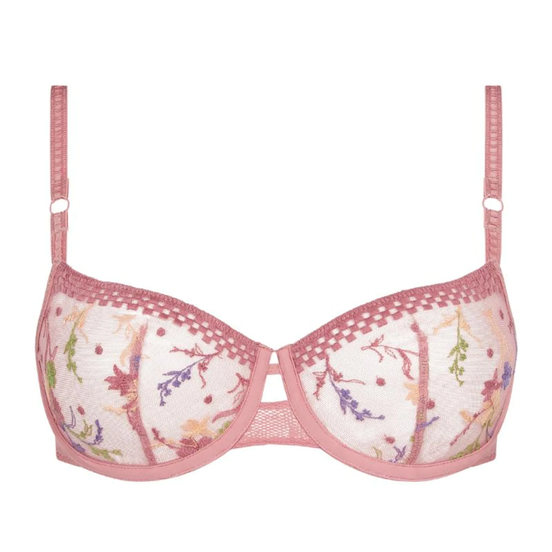 PAS-P41RM5-0WB - Reggiseno a balconcino Suzy con pizzo floreale - Rosewood multicolor