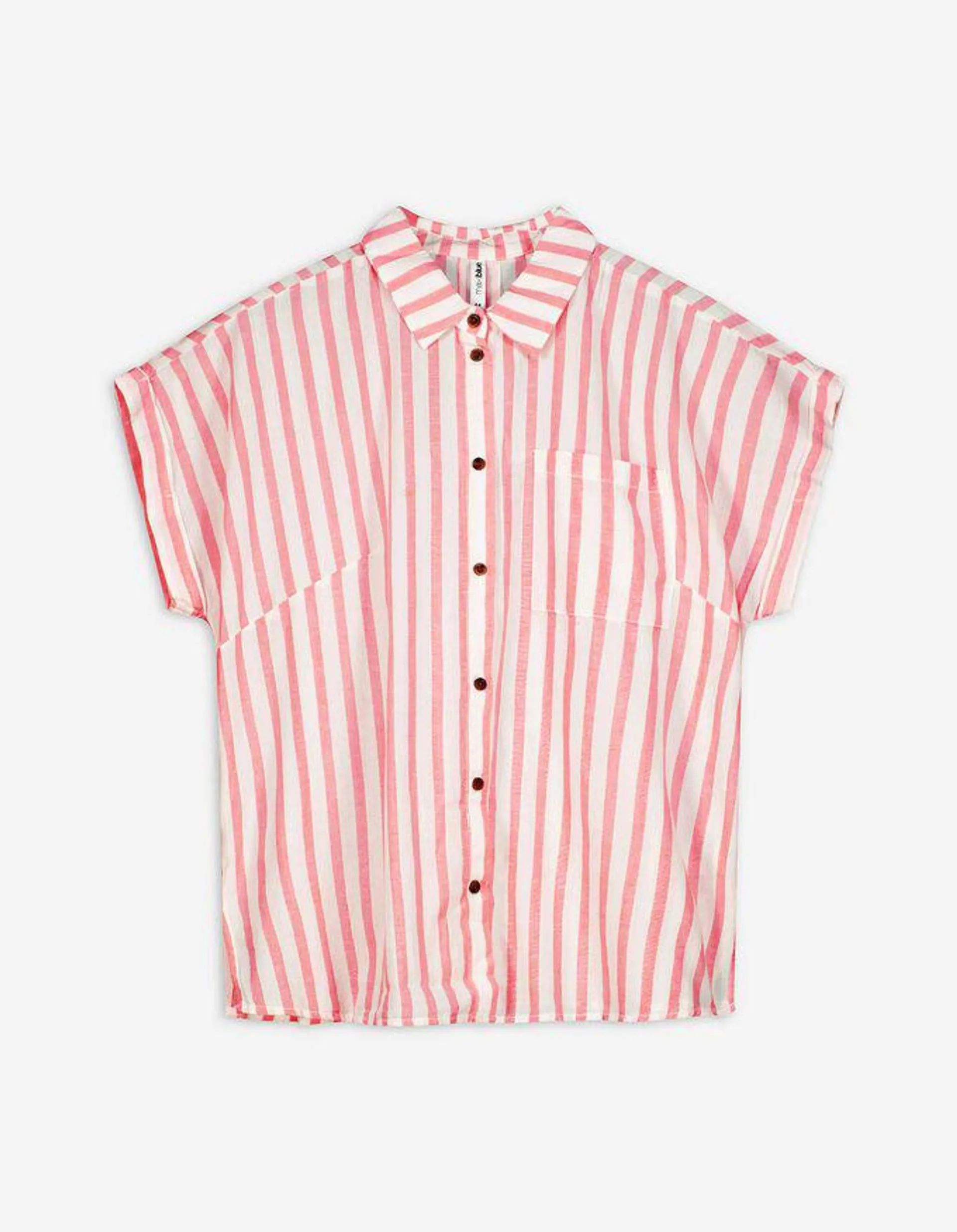 Camicia blusata - Maniche con risvolti fissi - rosso chiaro