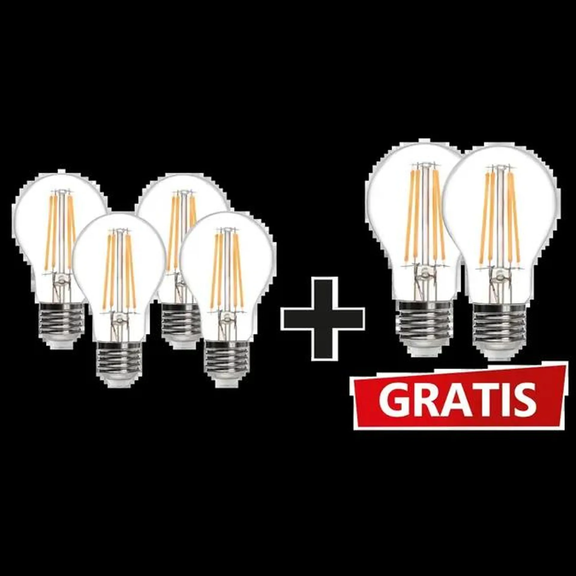 Set da 6 lampadine Goccia Filament Led X6, LED filamento, E27 goccia, trasparente, 8W= 360°