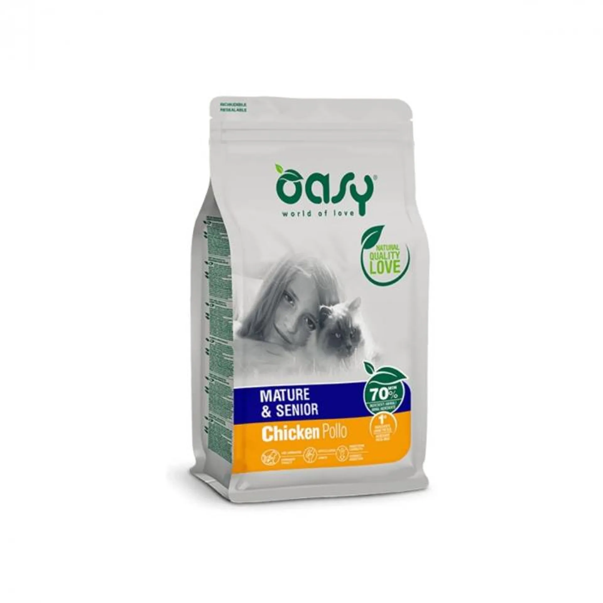 Oasy Cat Mature & Senior crocchette per gatti anziani Pollo 300g