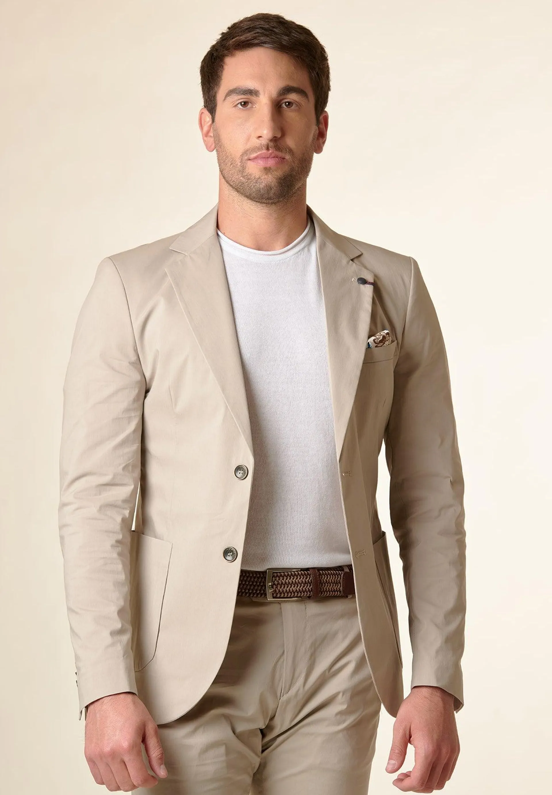 Giacca beige cotone stretch tecnico custom fit