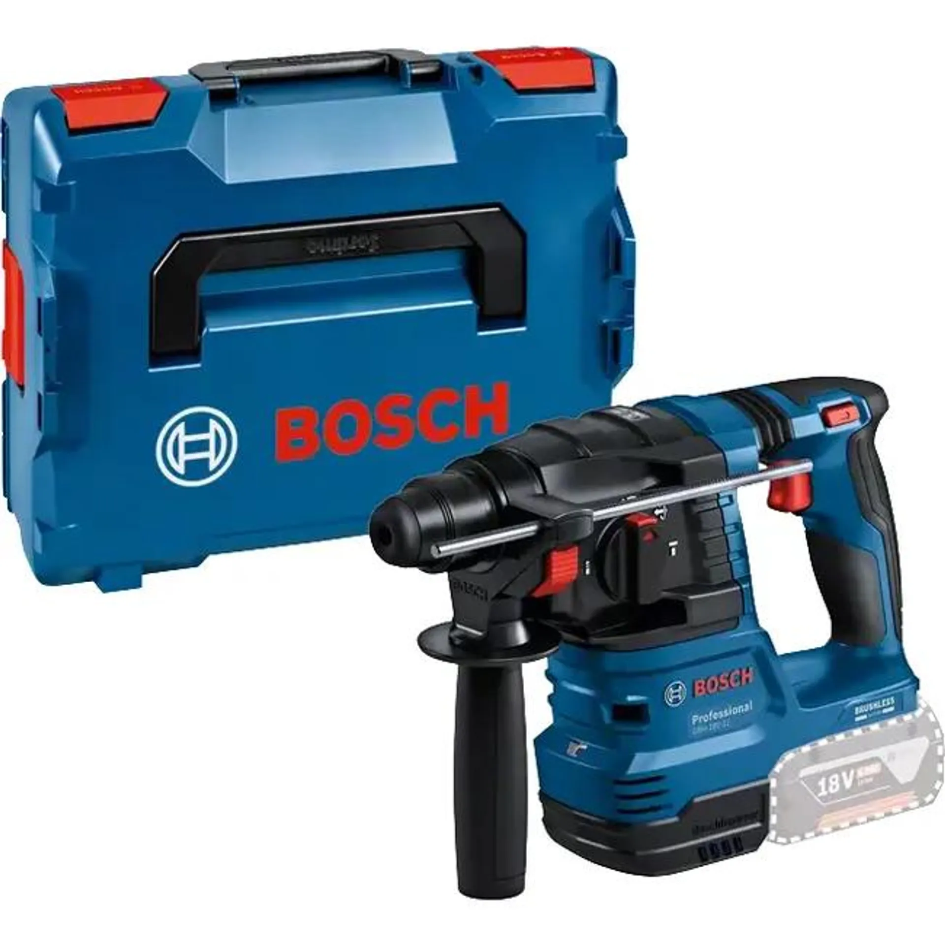 Bosch Professional GBH 18V-22 Solo Trapano a Percussione a Batteria, 18 Volt Blu/Nero, Senza Batteria e Caricabatterie, in L-Boxx