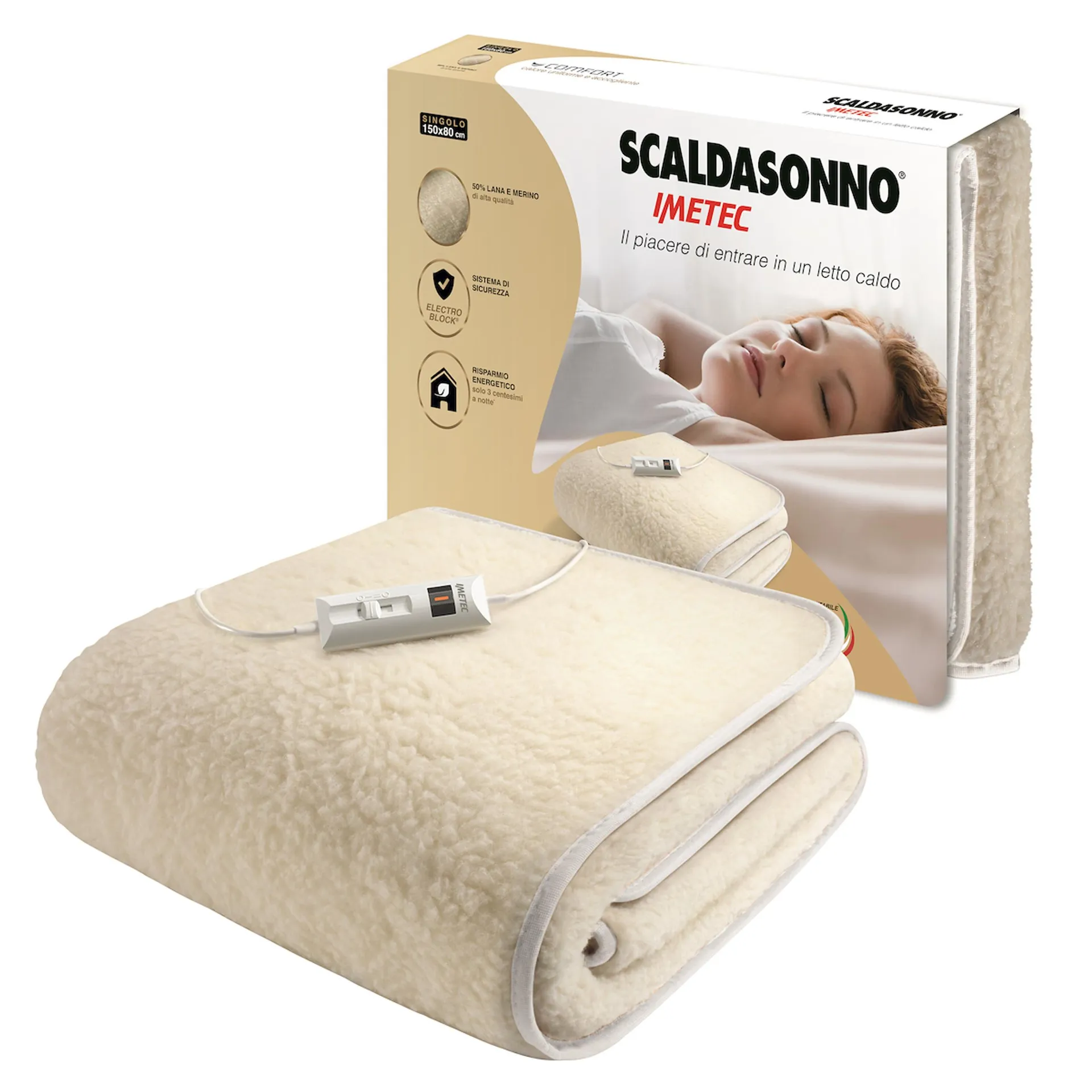 IMETEC - SCALDASONNO COMFORT 50% LANA E MERINO 150X80