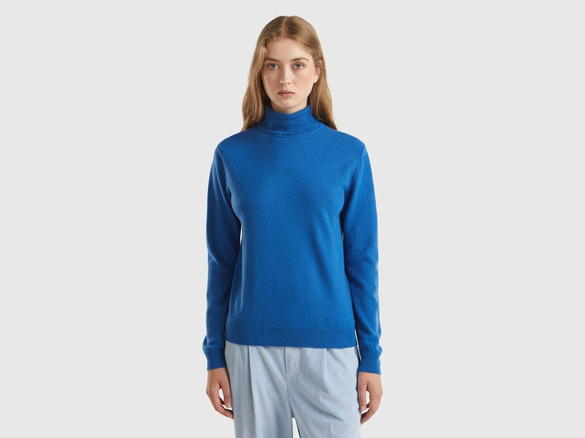 Maglione dolcevita avio in pura lana Merino