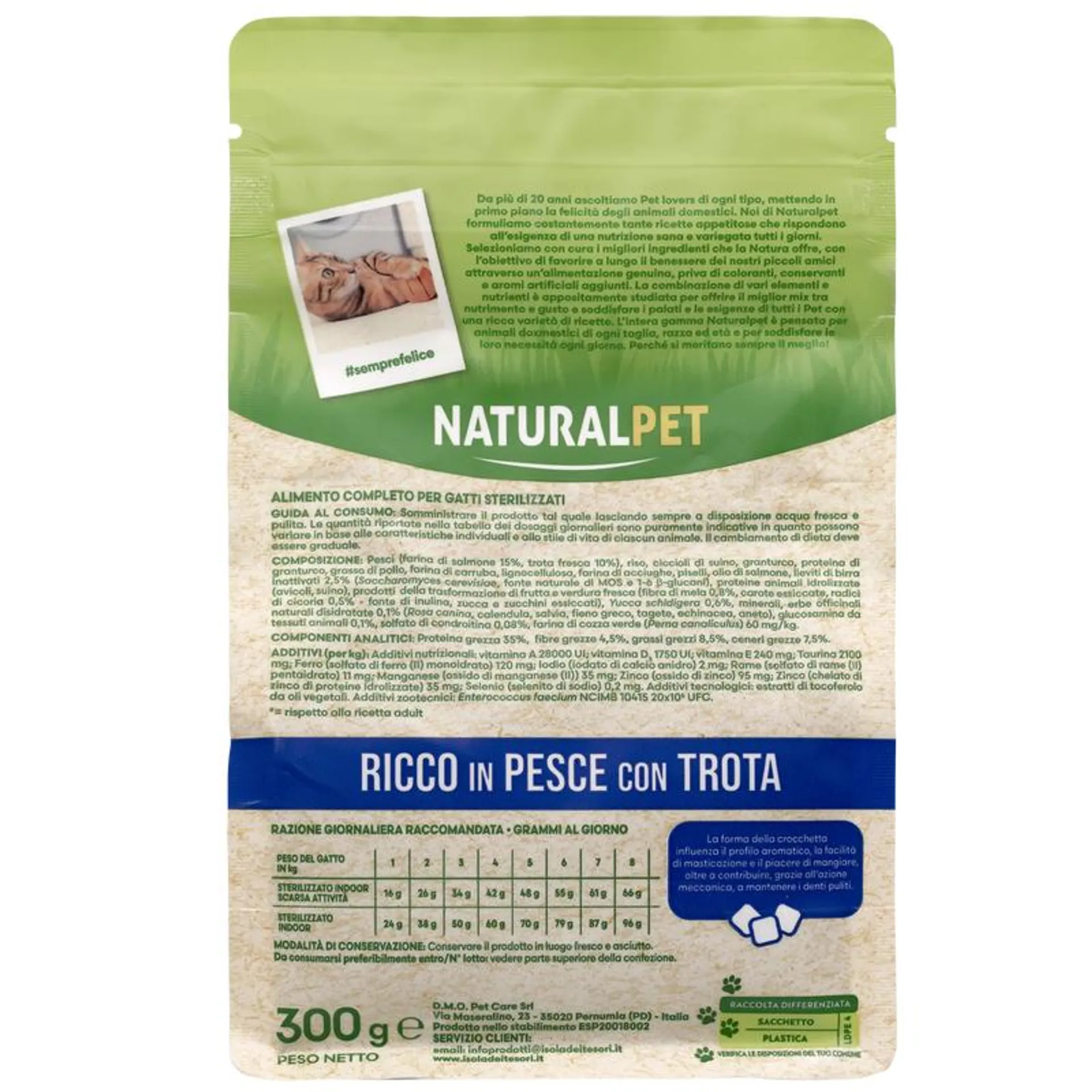 Naturalpet Cat Adult Sterilised ricco in Trota 300gr