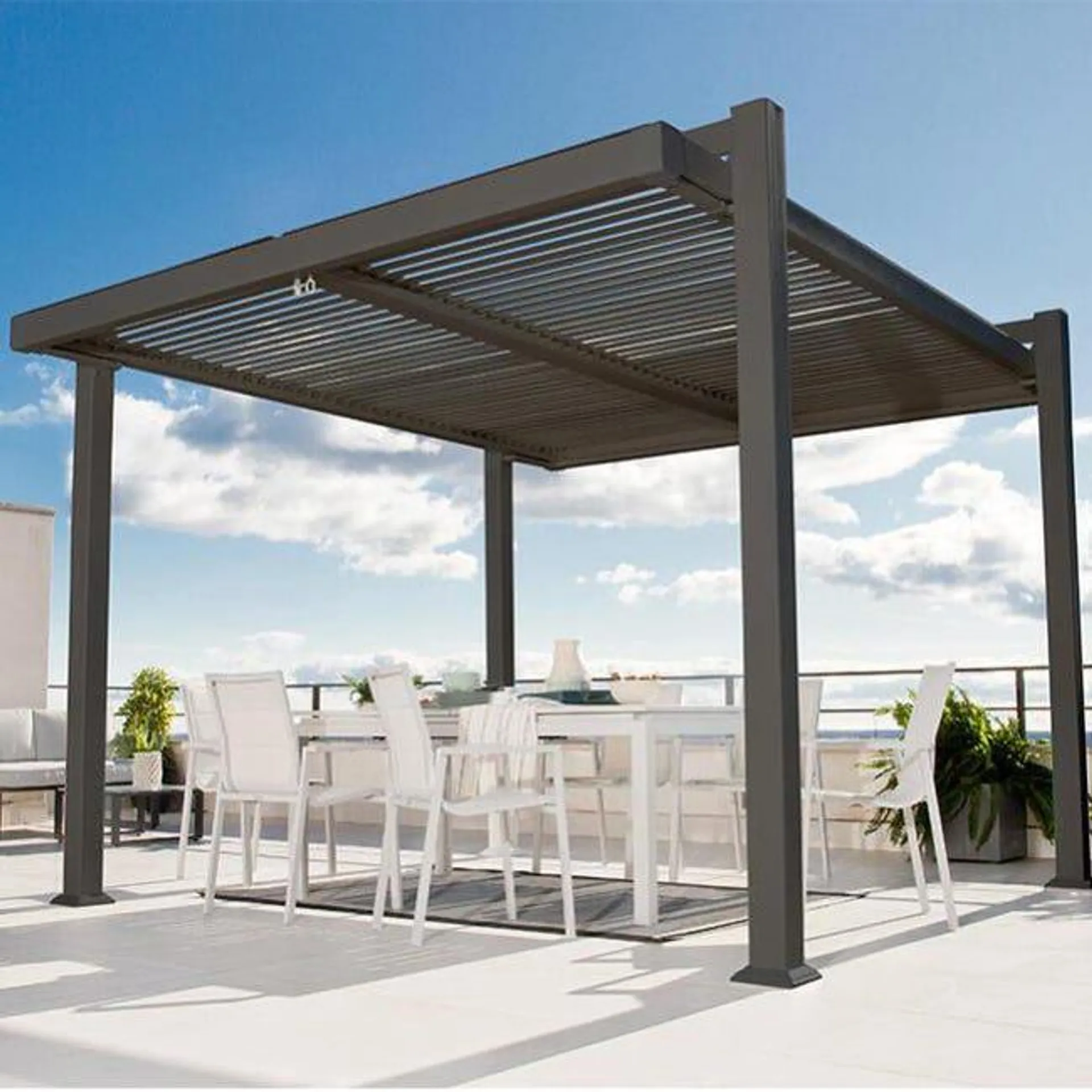 Pergola alluminio Persea grigio antracite L 320 cm x P 360 cm, H 2.46 m Vedi i dettagli del prodotto