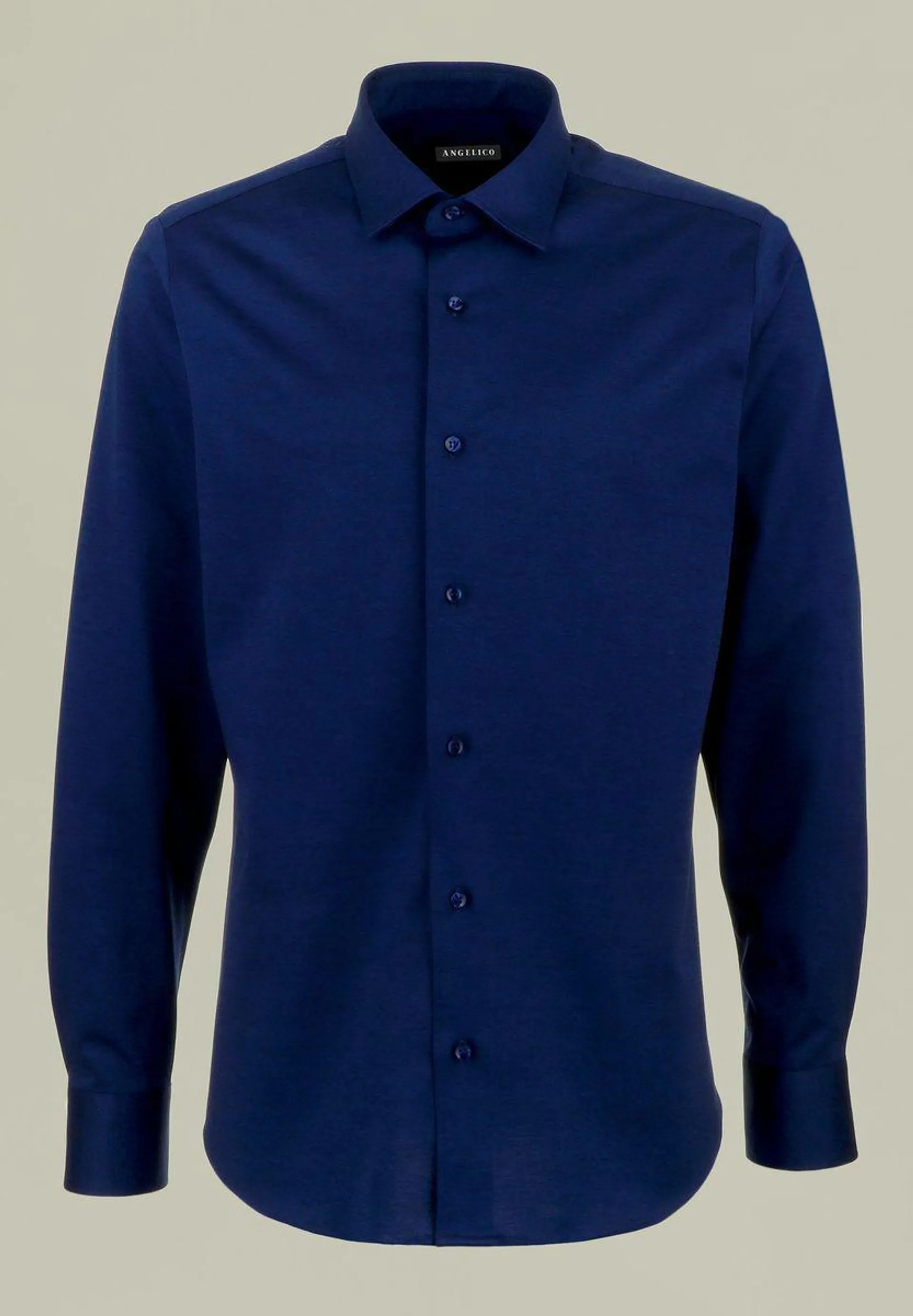 Camicia blu pique manica lunga filo scozia