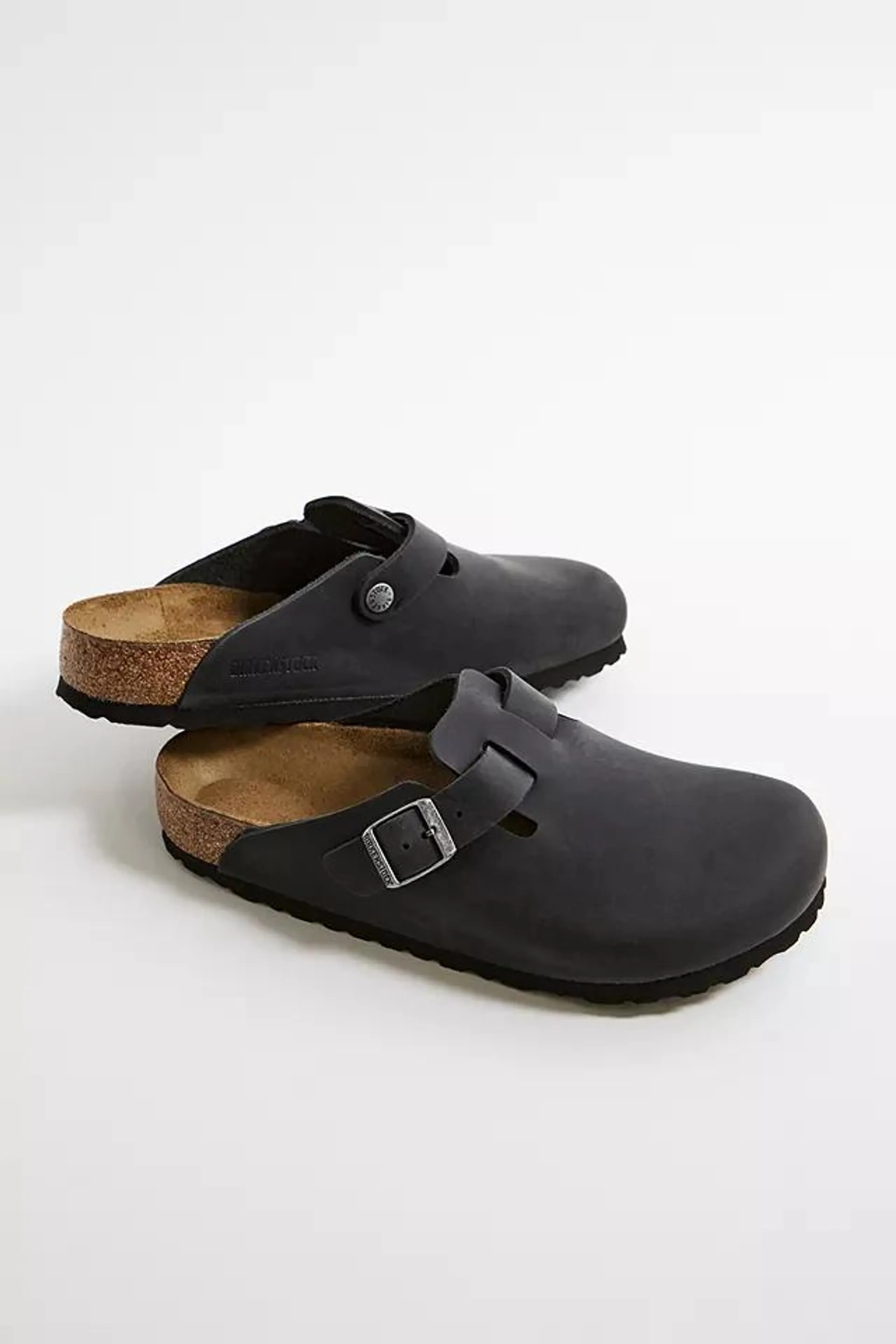 Birkenstock Black Leather Boston Clogs