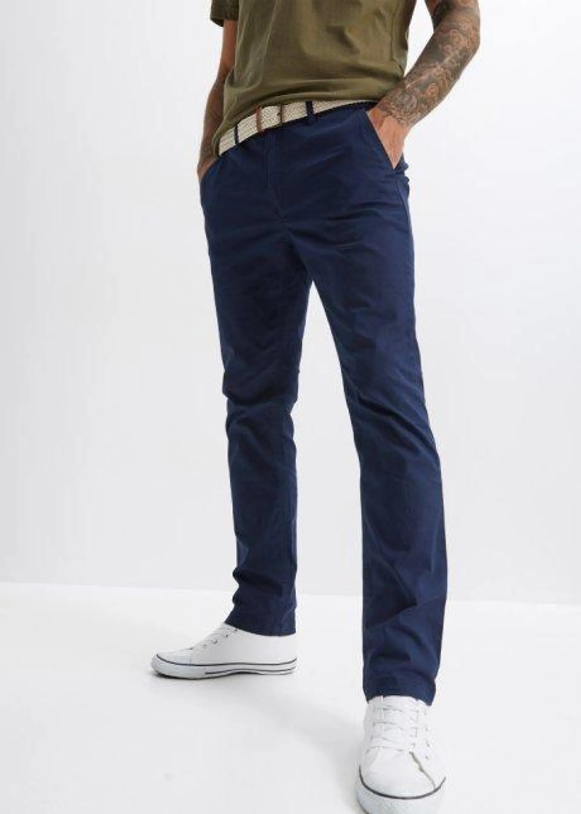 Pantaloni chino elasticizzati con cintura e taglio comfort regular fit, straight