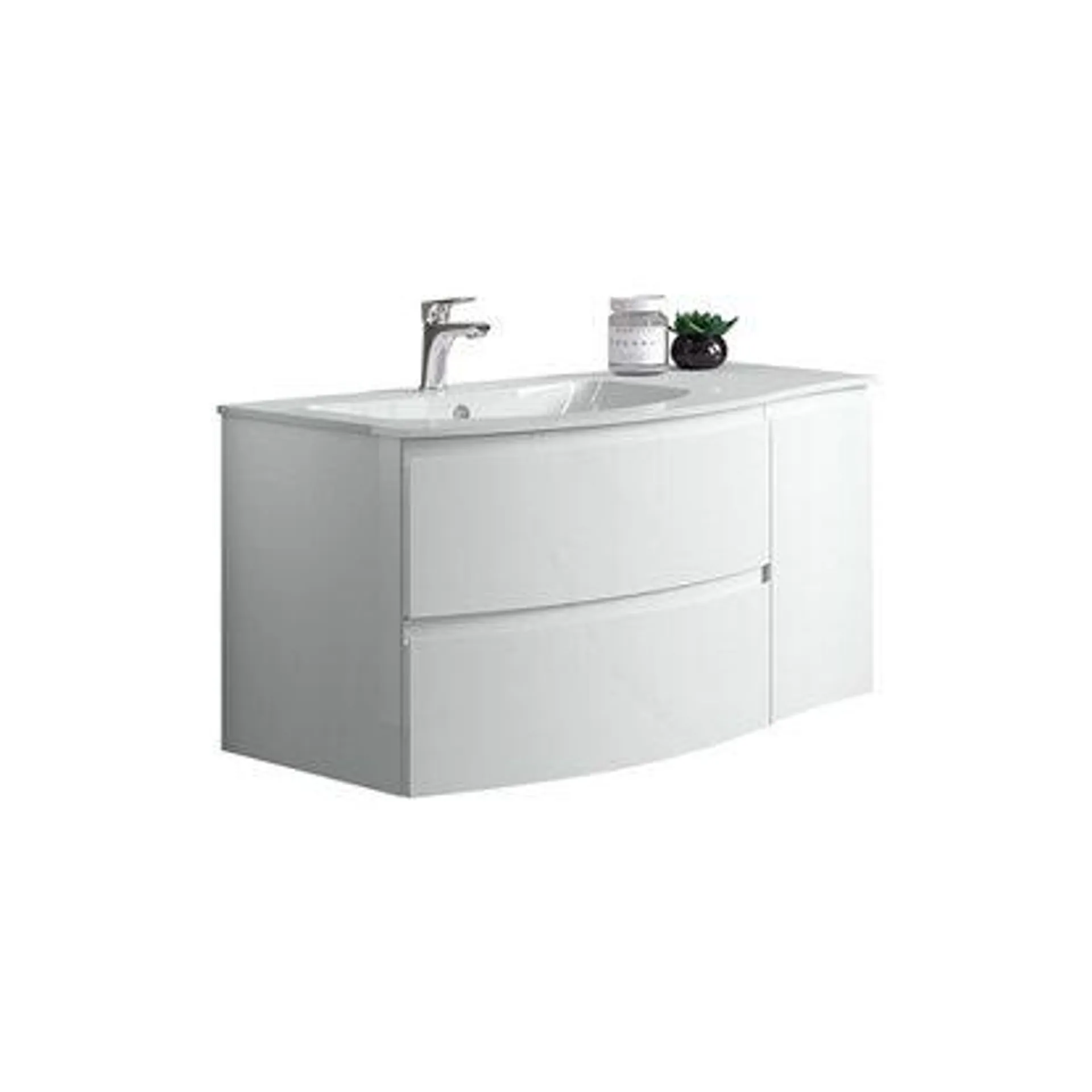 Top lavabo in acrilico vasca a sinistra bianco lucido 71x14x52 cm