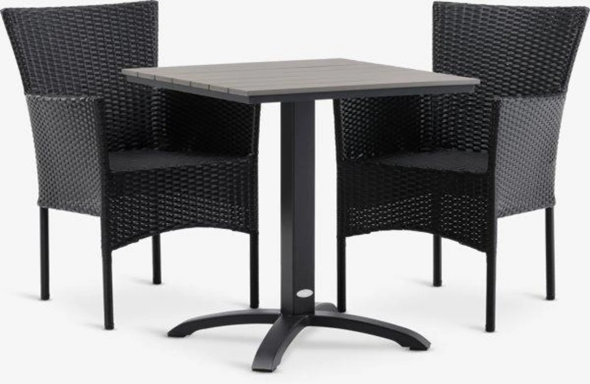 HOBRO Tavolo L70 cm grigio + 2 AIDT Sedie nero