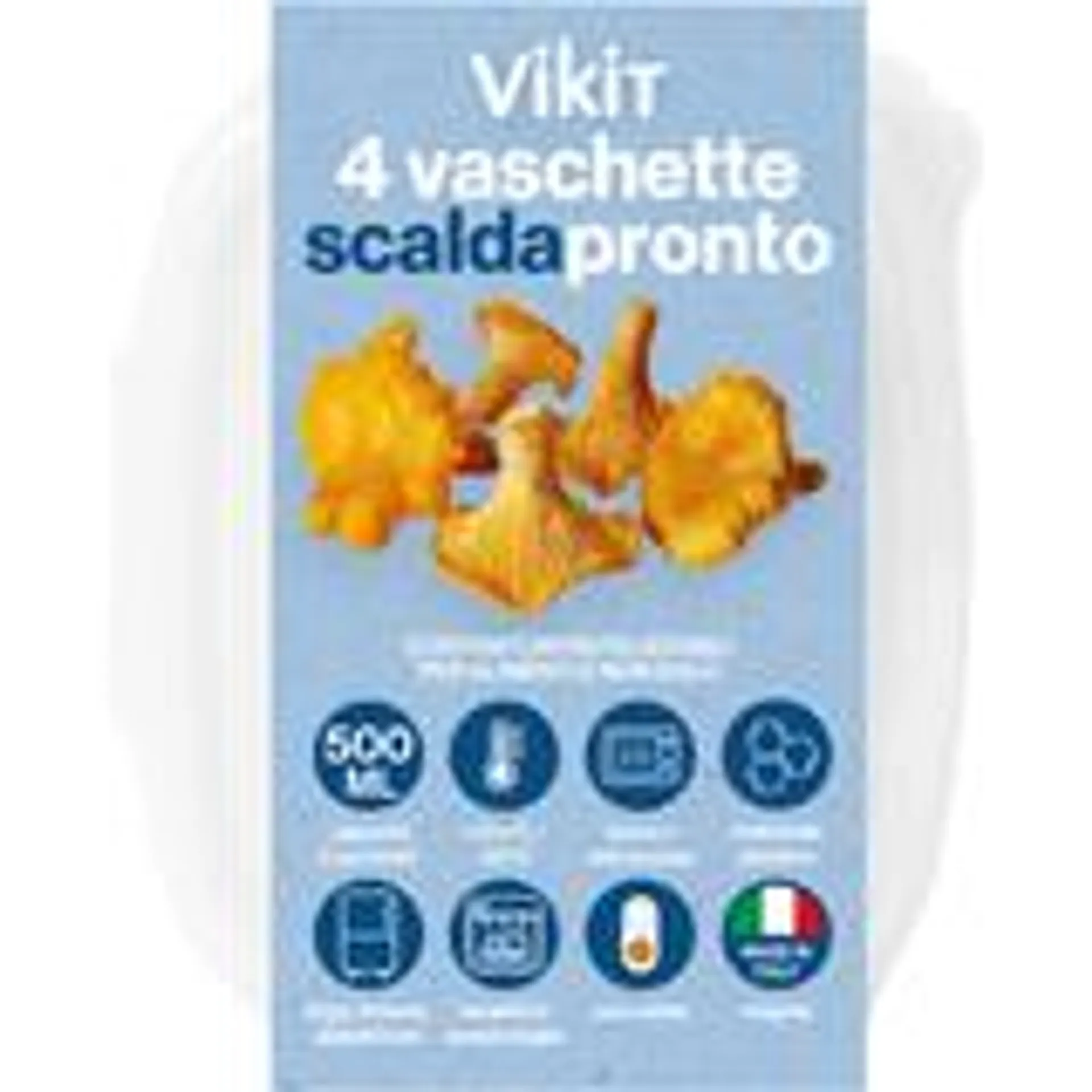 VIKIT 4 VASCHETTE SCALDAPRONTO 2 PORZIONI, FORNO A MICROONDE, FRIGO, FREEZER, ABBATTITORE +120°C -20°C 500 ML