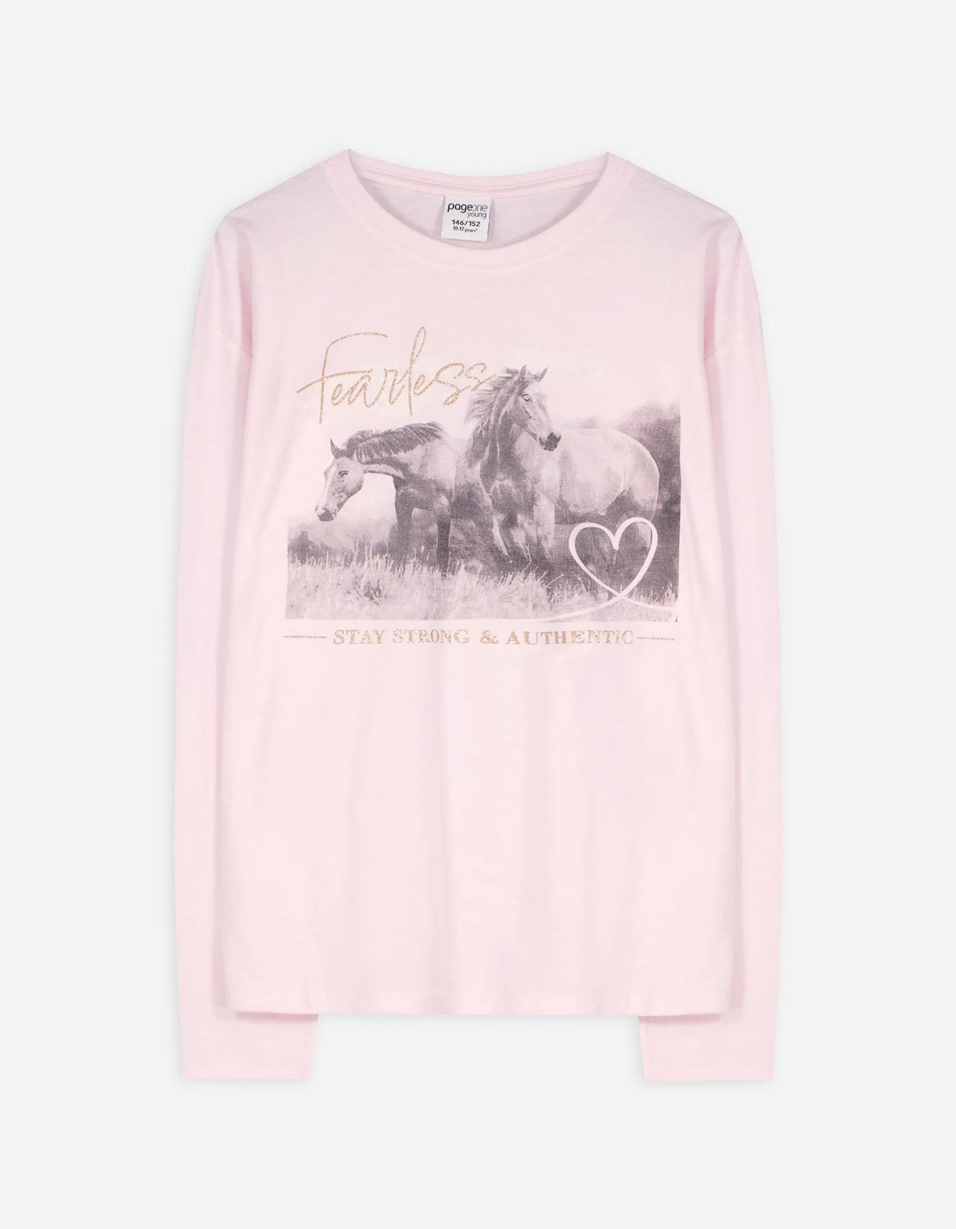 Maglia a manica lunga - Stampa glitterata - rosa